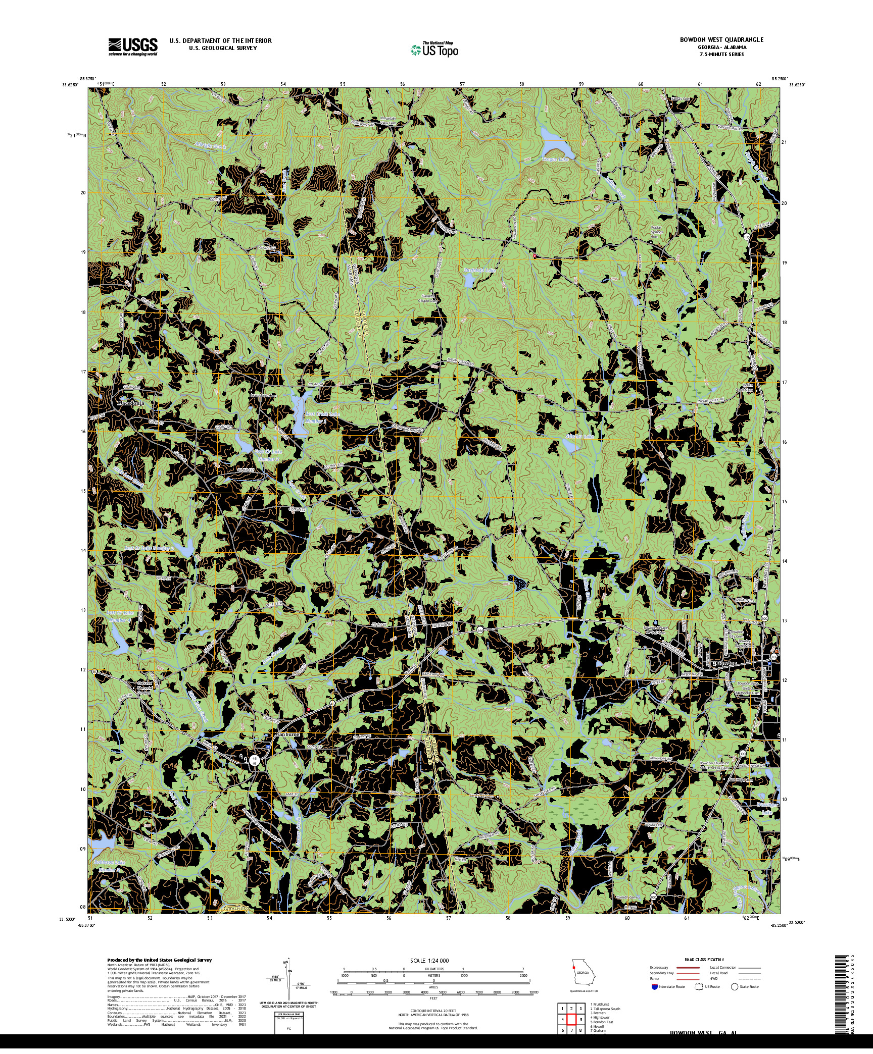 US TOPO 7.5-MINUTE MAP FOR BOWDON WEST, GA,AL