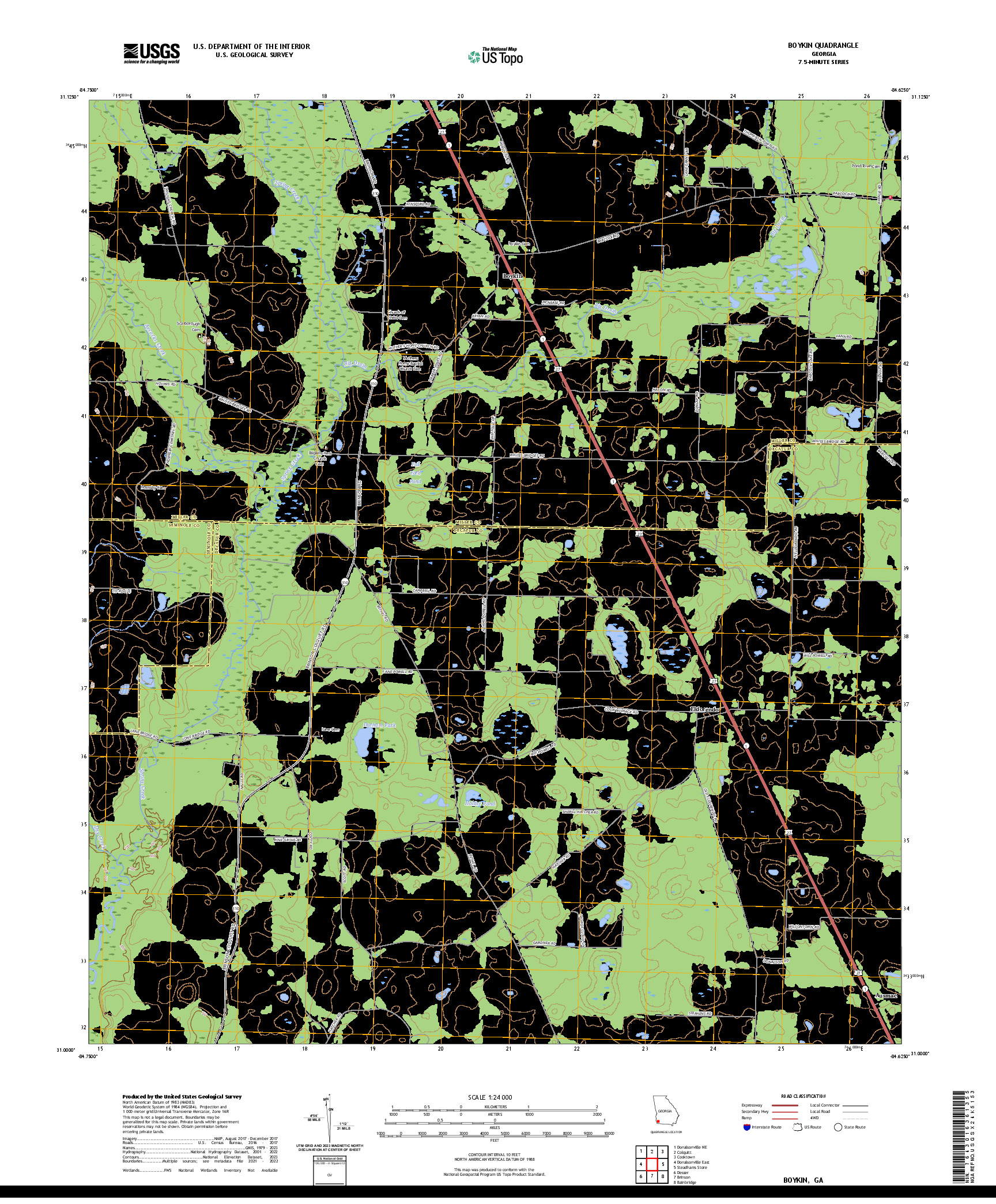 US TOPO 7.5-MINUTE MAP FOR BOYKIN, GA