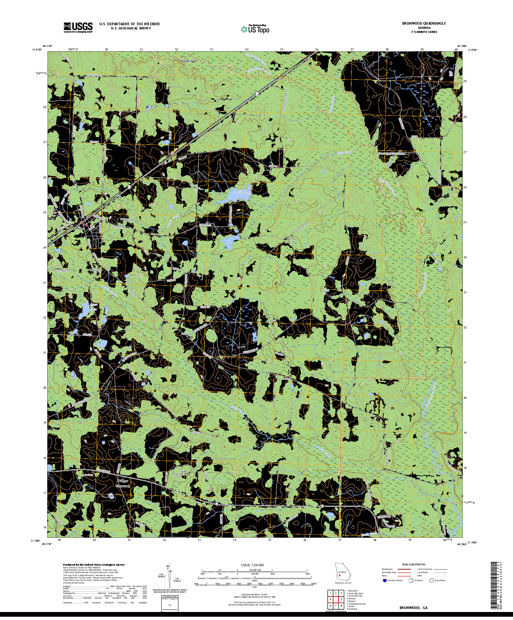 US TOPO 7.5-MINUTE MAP FOR BRONWOOD, GA