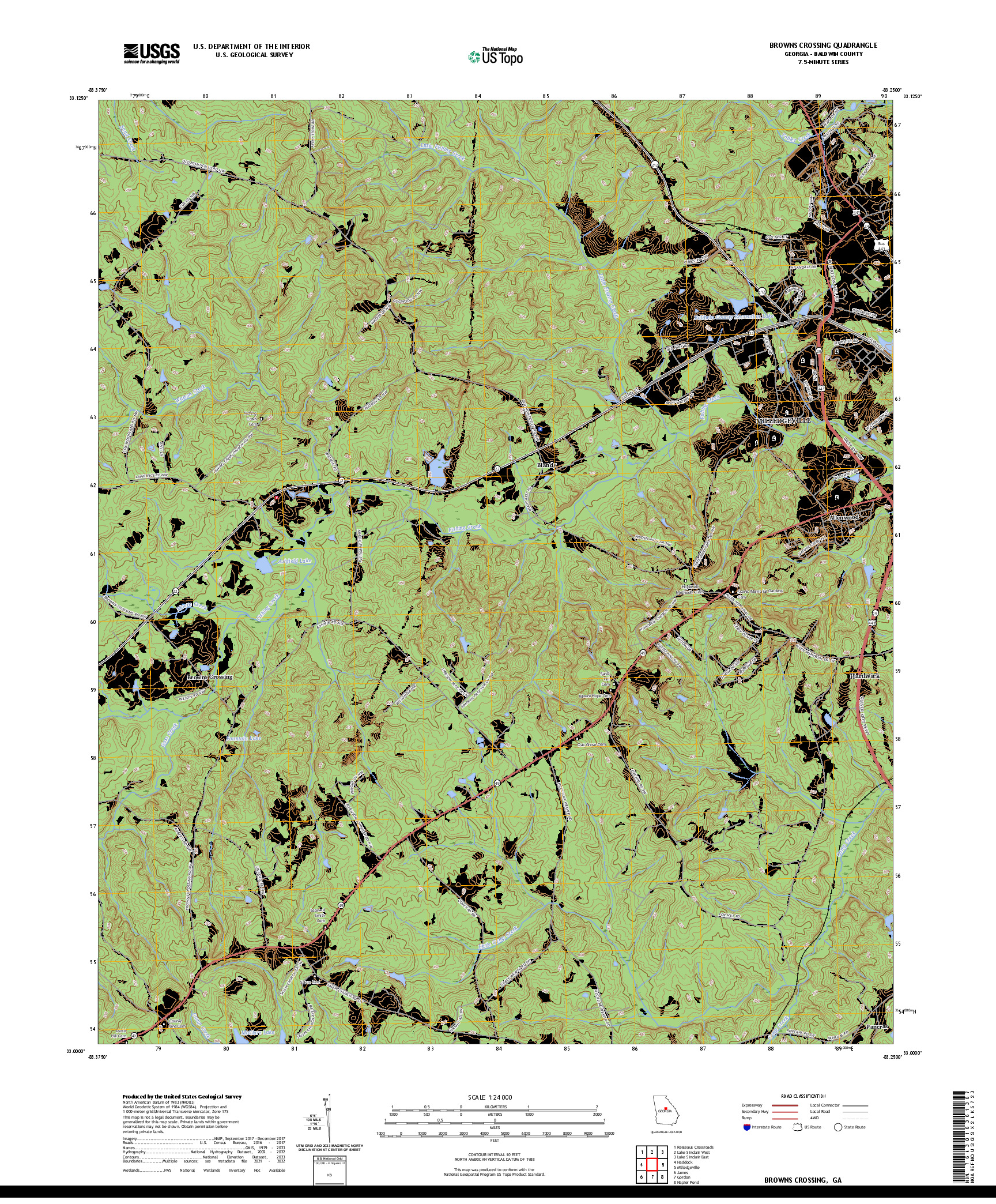 US TOPO 7.5-MINUTE MAP FOR BROWNS CROSSING, GA