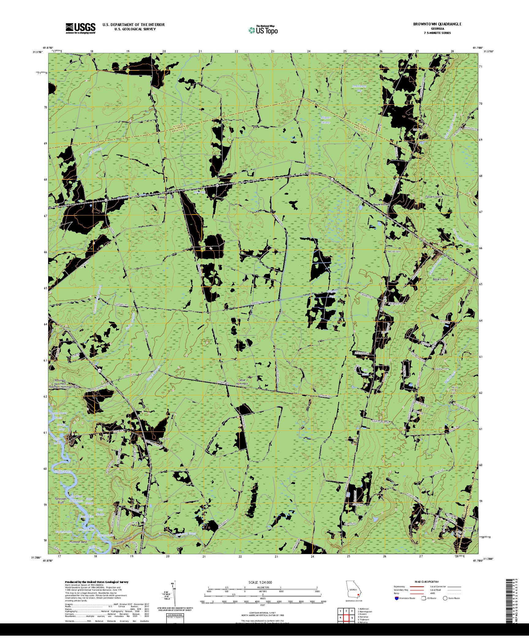 US TOPO 7.5-MINUTE MAP FOR BROWNTOWN, GA