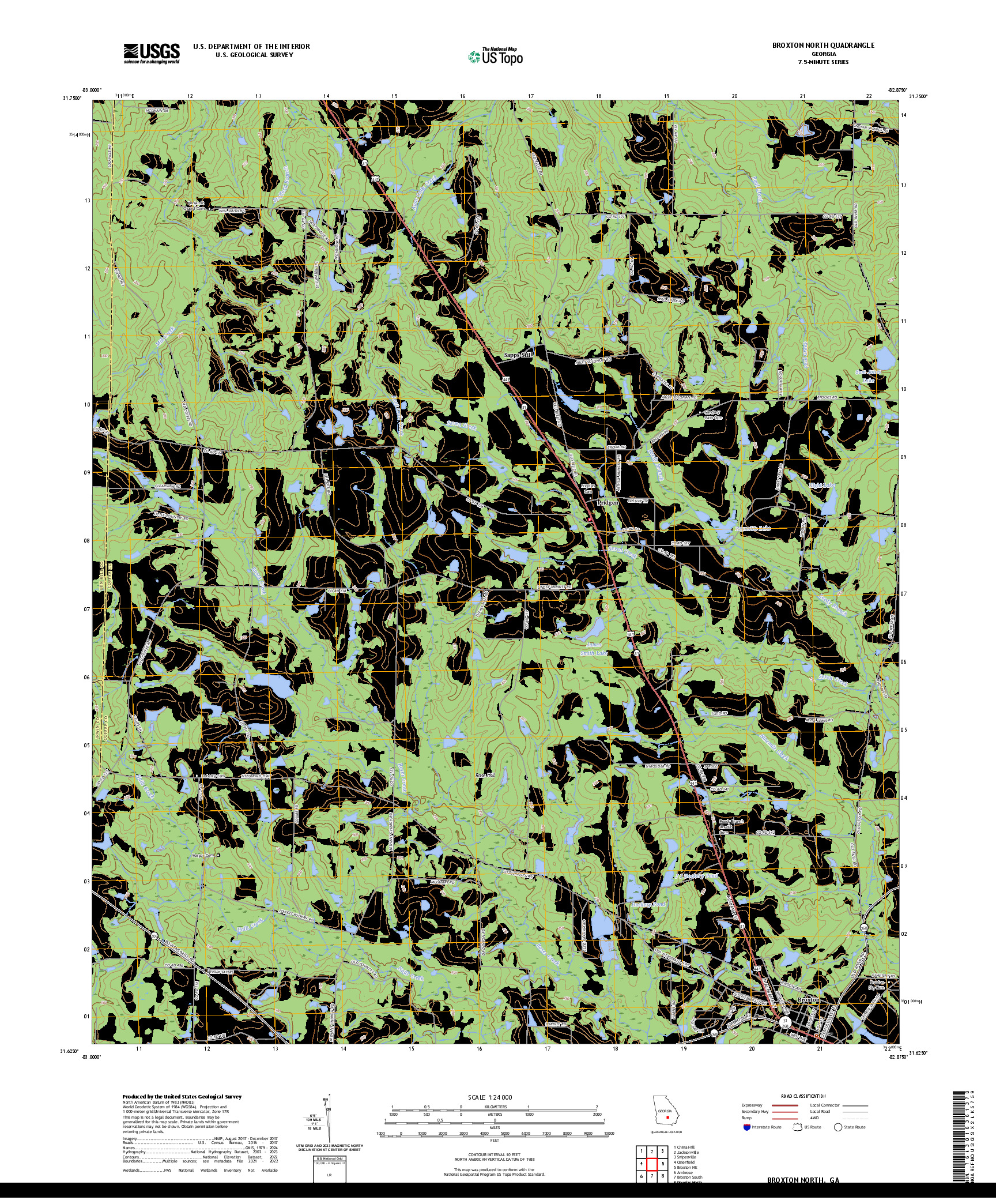 US TOPO 7.5-MINUTE MAP FOR BROXTON NORTH, GA