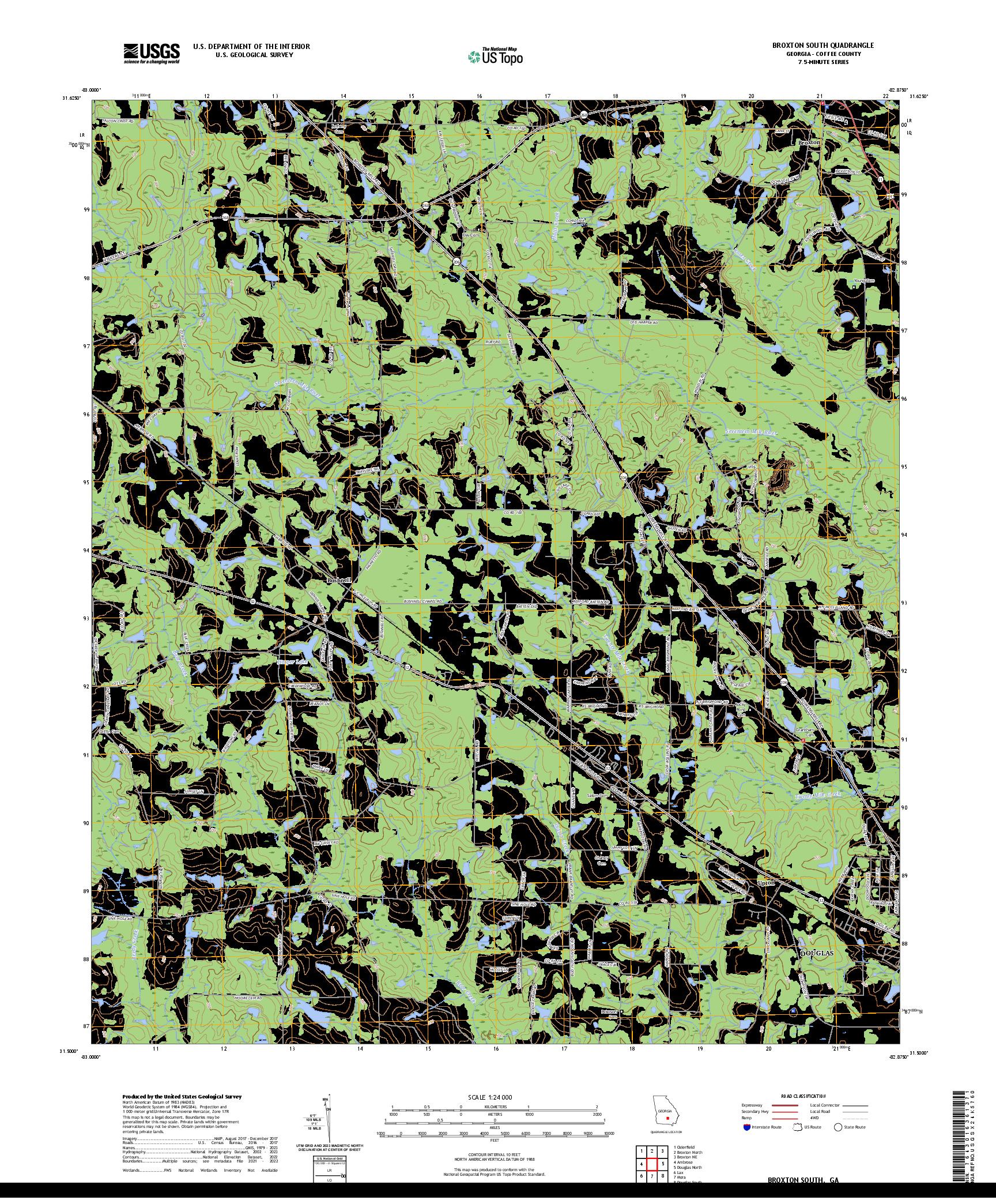 US TOPO 7.5-MINUTE MAP FOR BROXTON SOUTH, GA