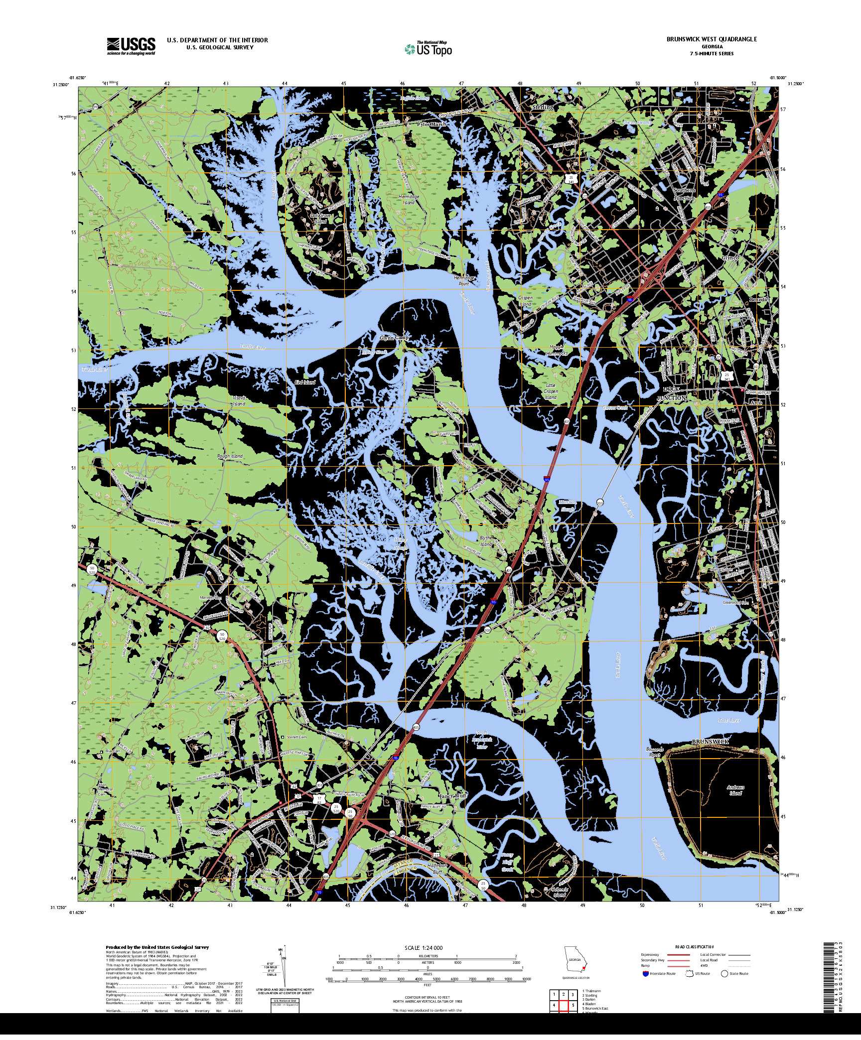 US TOPO 7.5-MINUTE MAP FOR BRUNSWICK WEST, GA