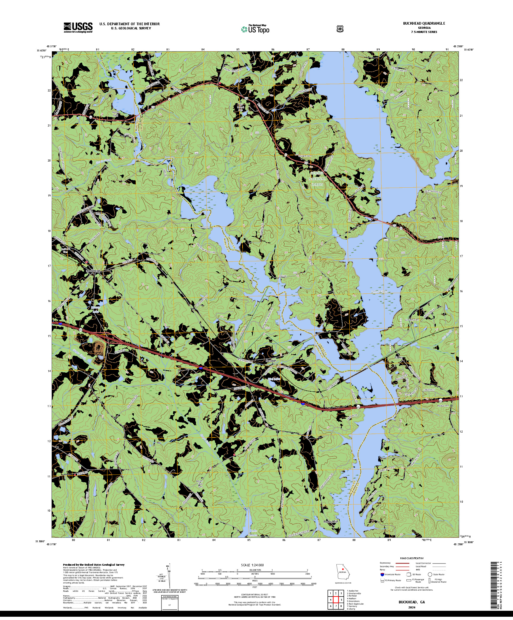 US TOPO 7.5-MINUTE MAP FOR BUCKHEAD, GA