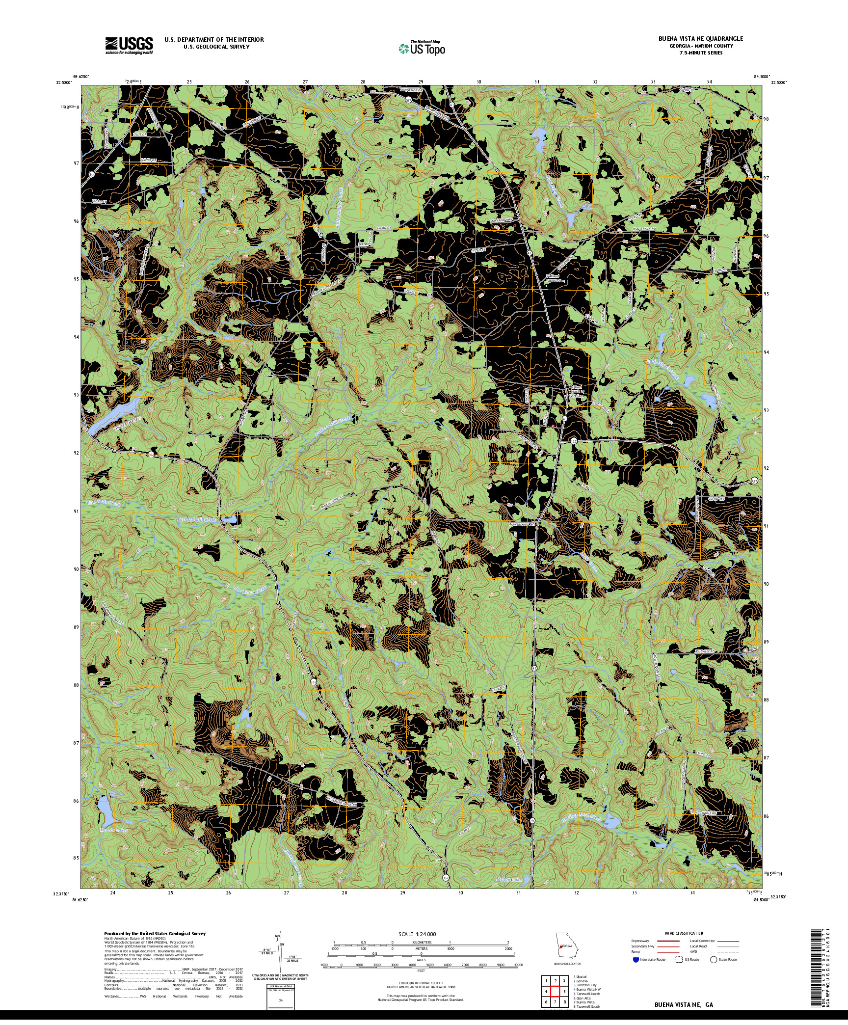 US TOPO 7.5-MINUTE MAP FOR BUENA VISTA NE, GA