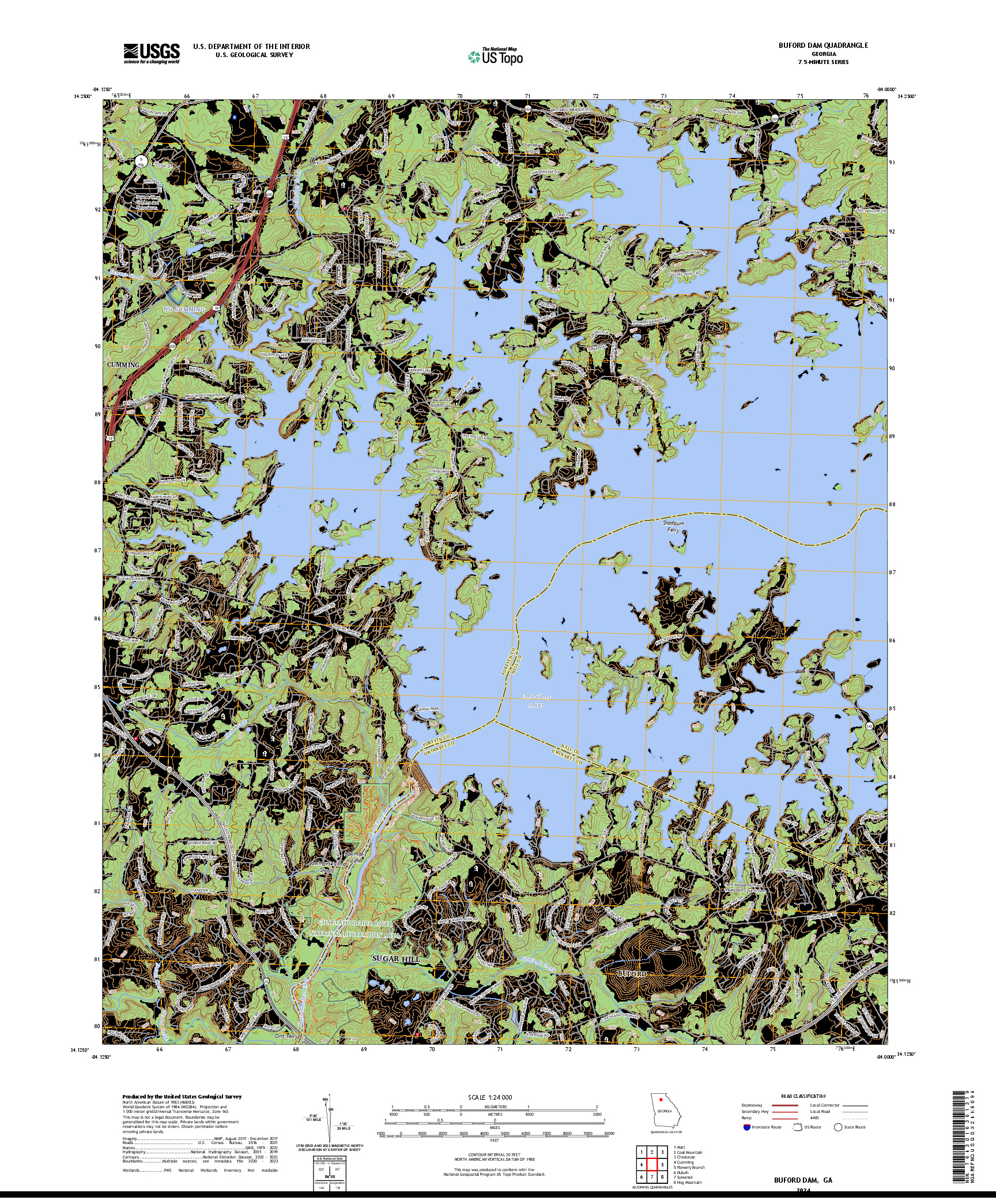 US TOPO 7.5-MINUTE MAP FOR BUFORD DAM, GA