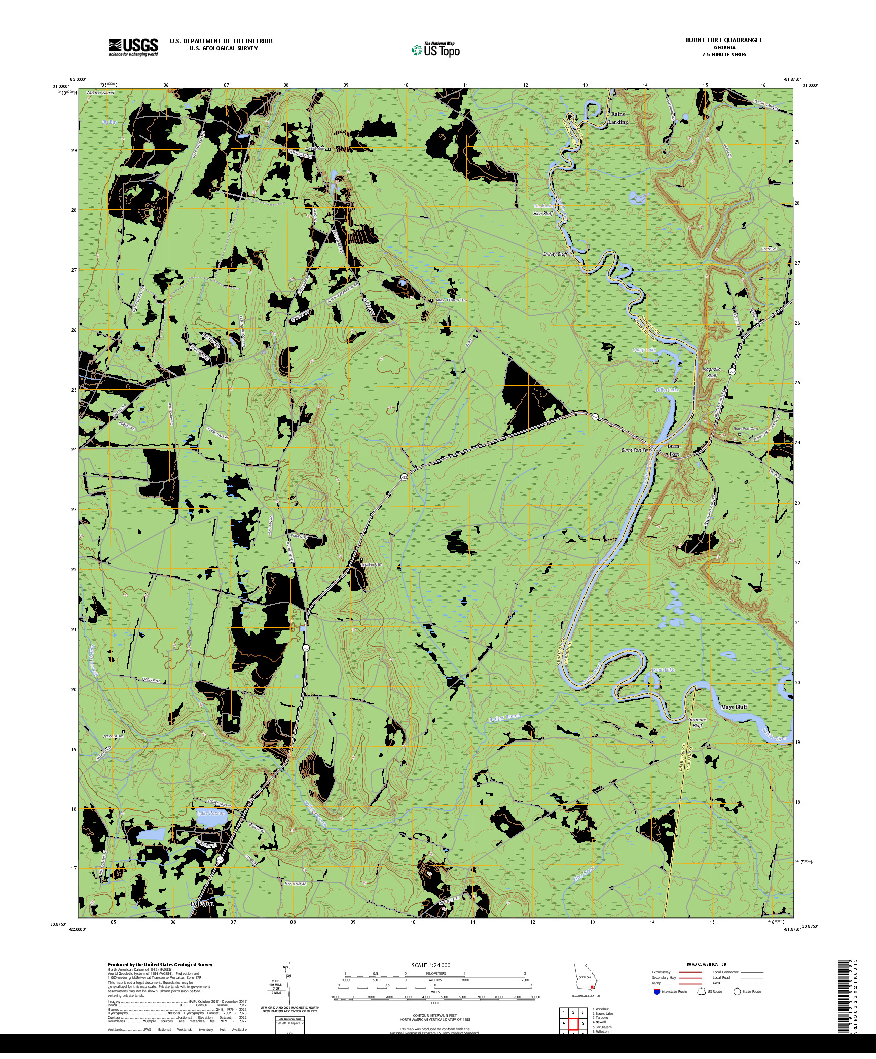 US TOPO 7.5-MINUTE MAP FOR BURNT FORT, GA