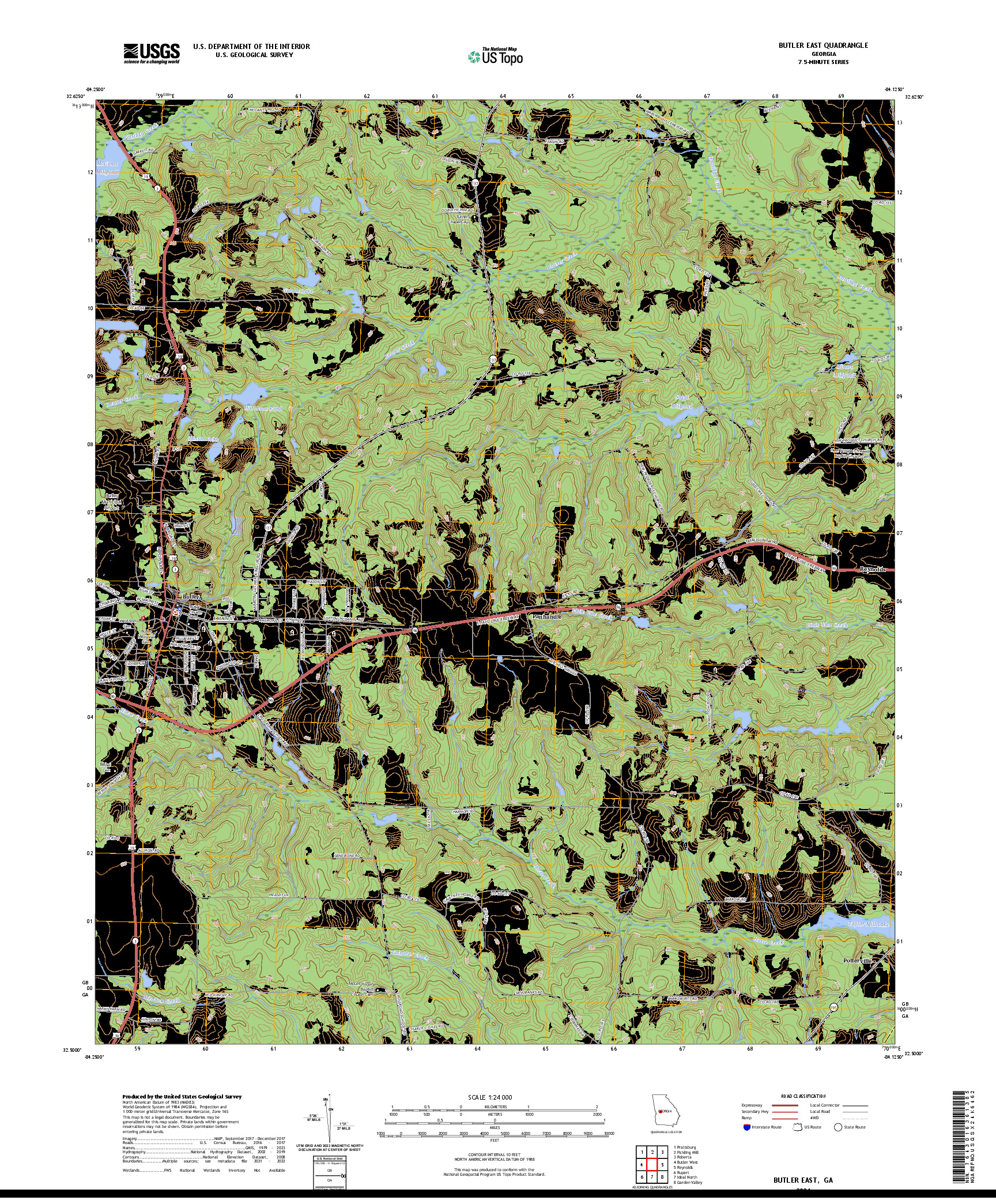 US TOPO 7.5-MINUTE MAP FOR BUTLER EAST, GA