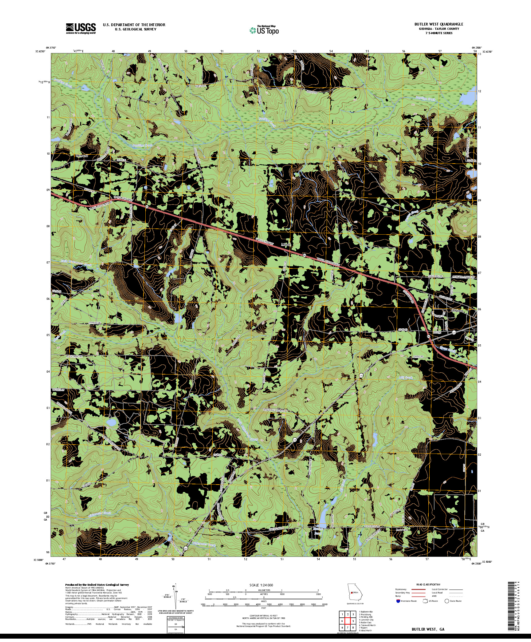 US TOPO 7.5-MINUTE MAP FOR BUTLER WEST, GA