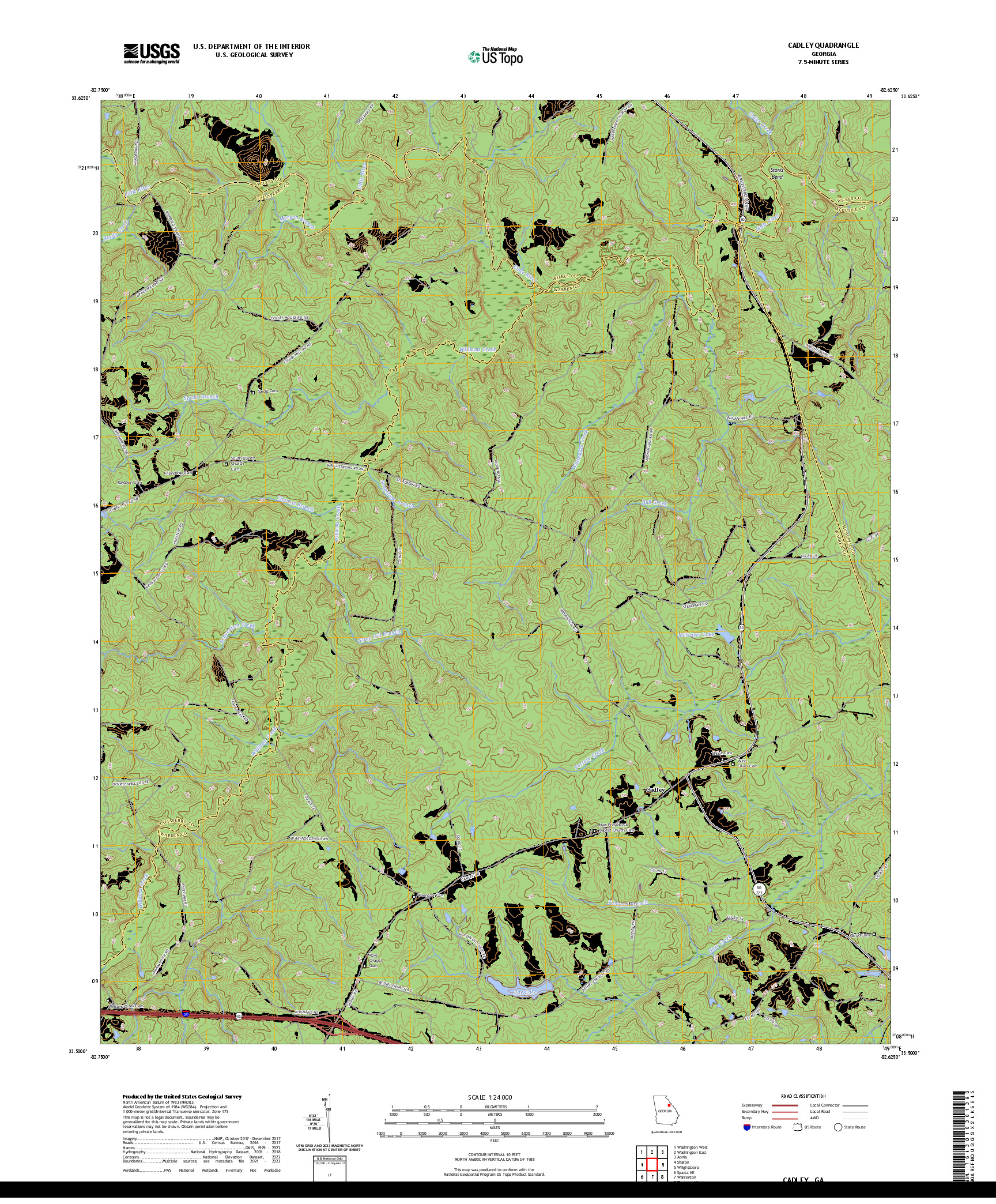 US TOPO 7.5-MINUTE MAP FOR CADLEY, GA