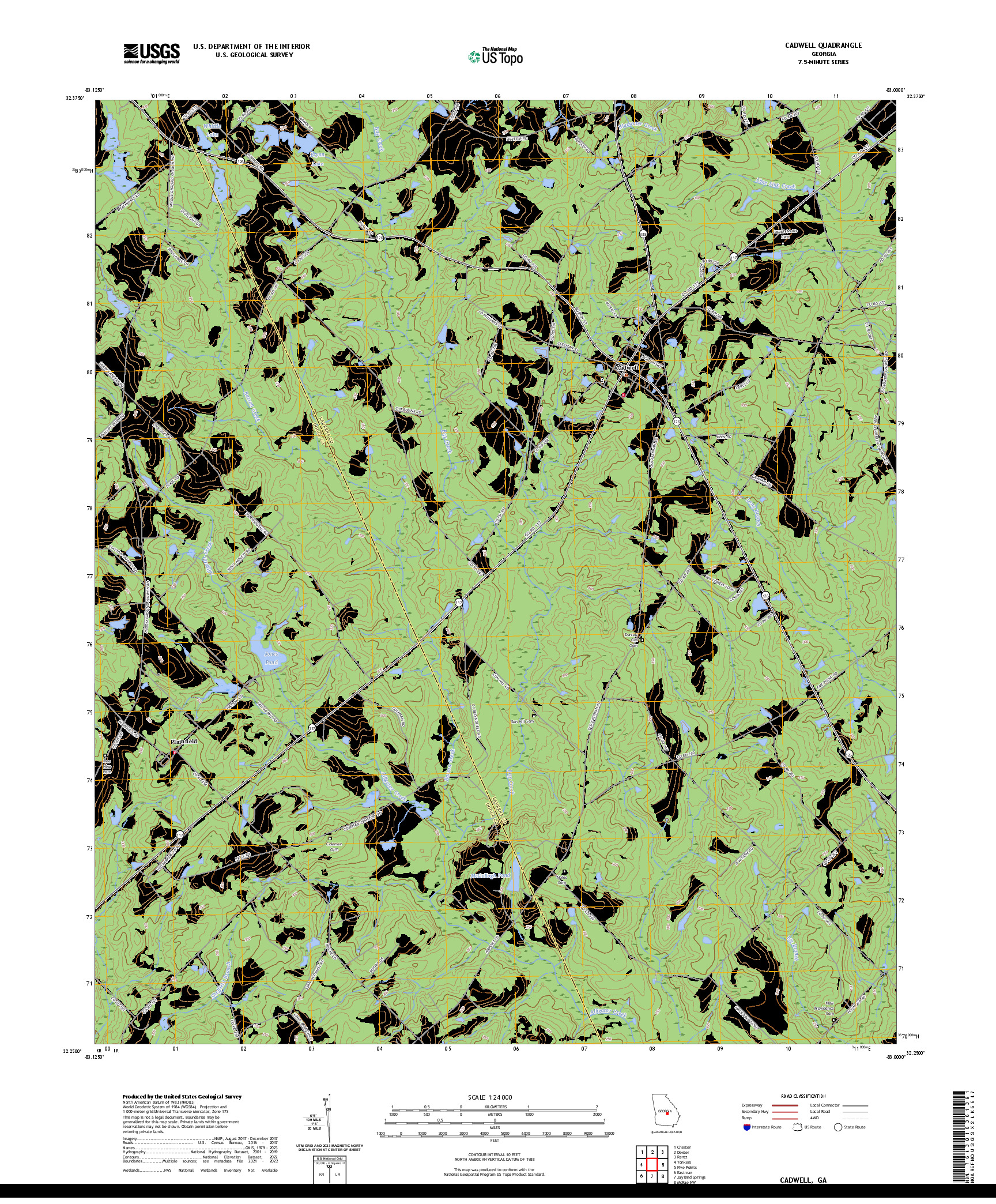 US TOPO 7.5-MINUTE MAP FOR CADWELL, GA