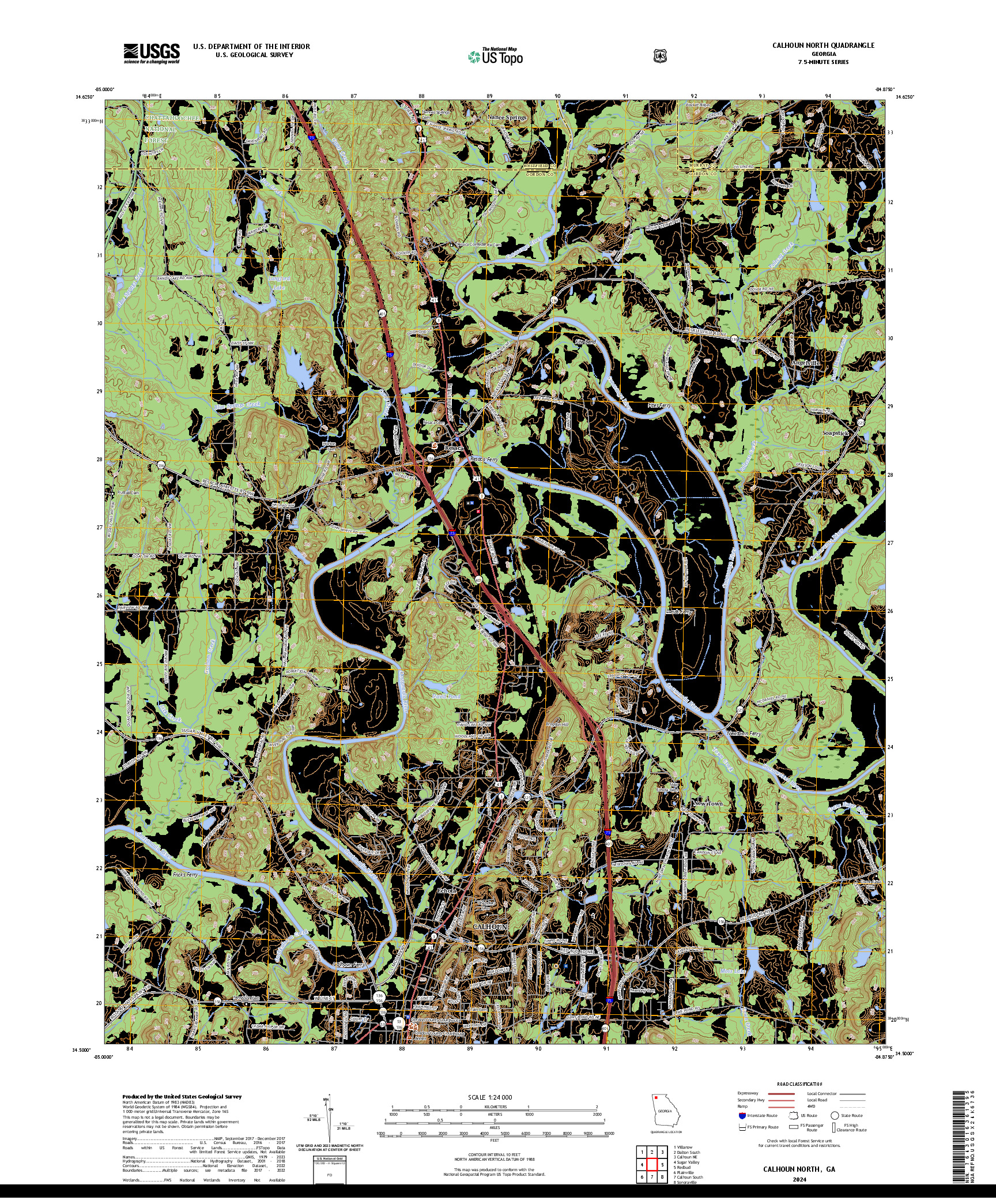 US TOPO 7.5-MINUTE MAP FOR CALHOUN NORTH, GA