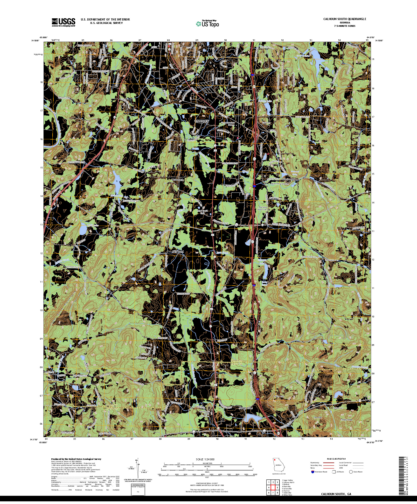 US TOPO 7.5-MINUTE MAP FOR CALHOUN SOUTH, GA