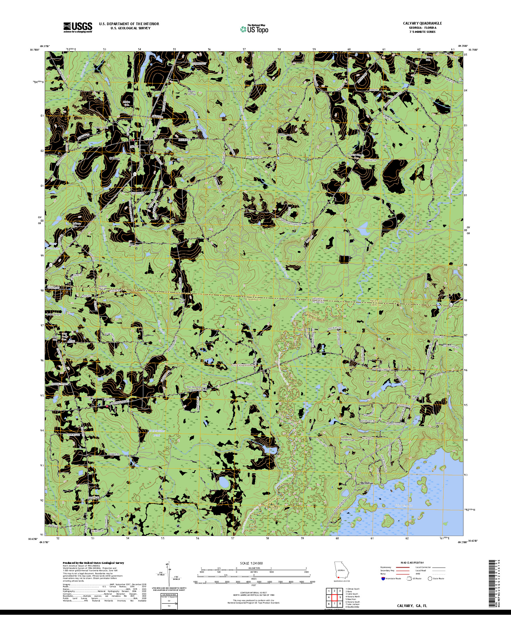 US TOPO 7.5-MINUTE MAP FOR CALVARY, GA,FL