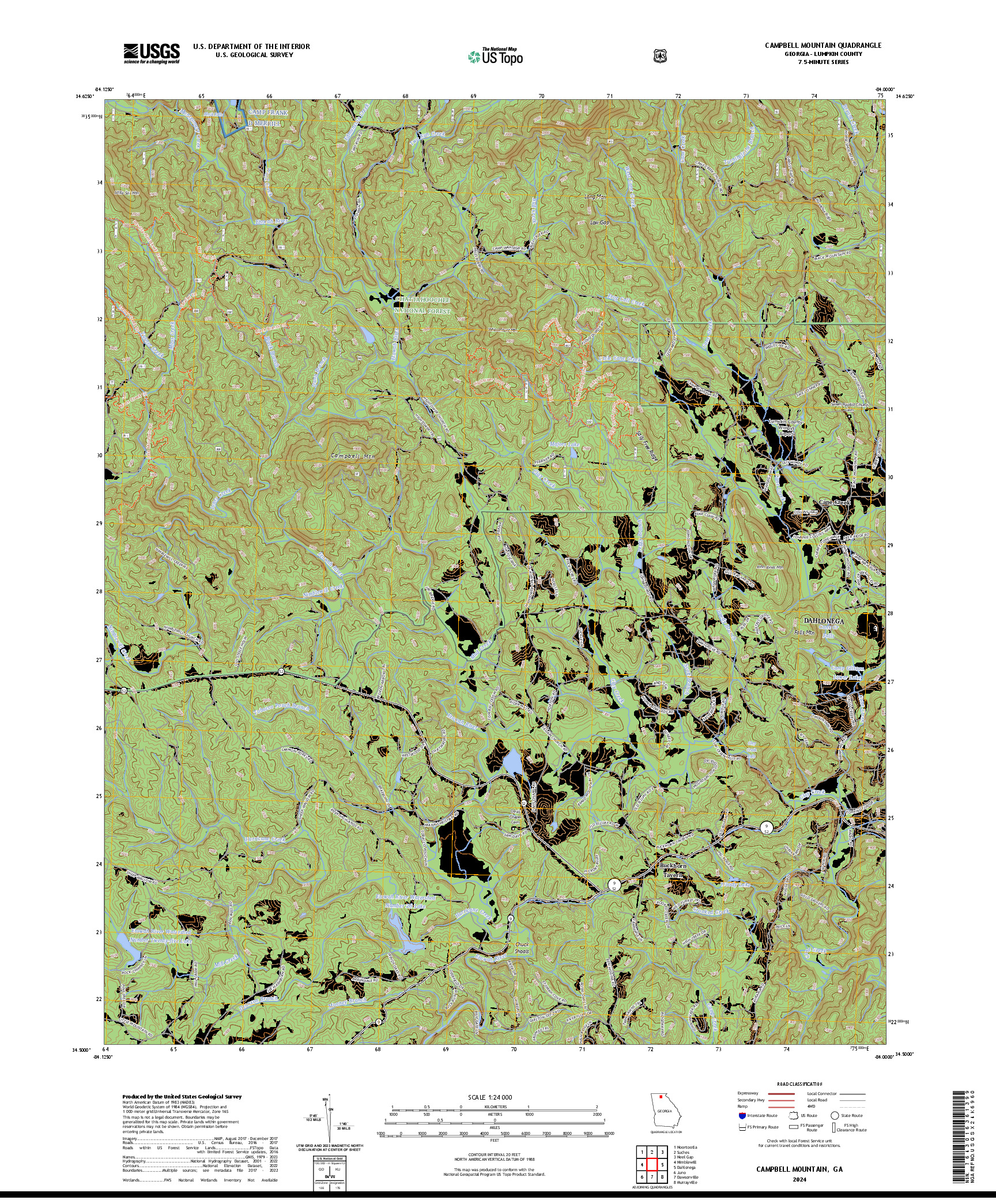 US TOPO 7.5-MINUTE MAP FOR CAMPBELL MOUNTAIN, GA