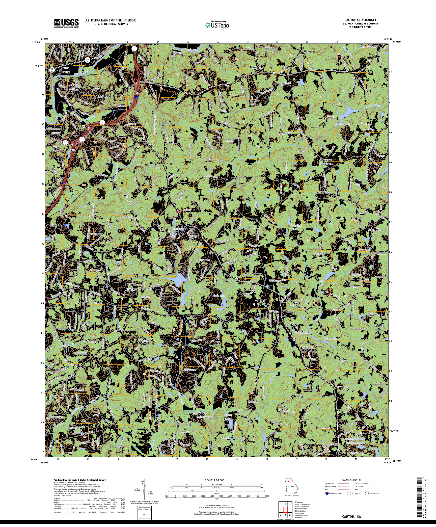 US TOPO 7.5-MINUTE MAP FOR CANTON, GA