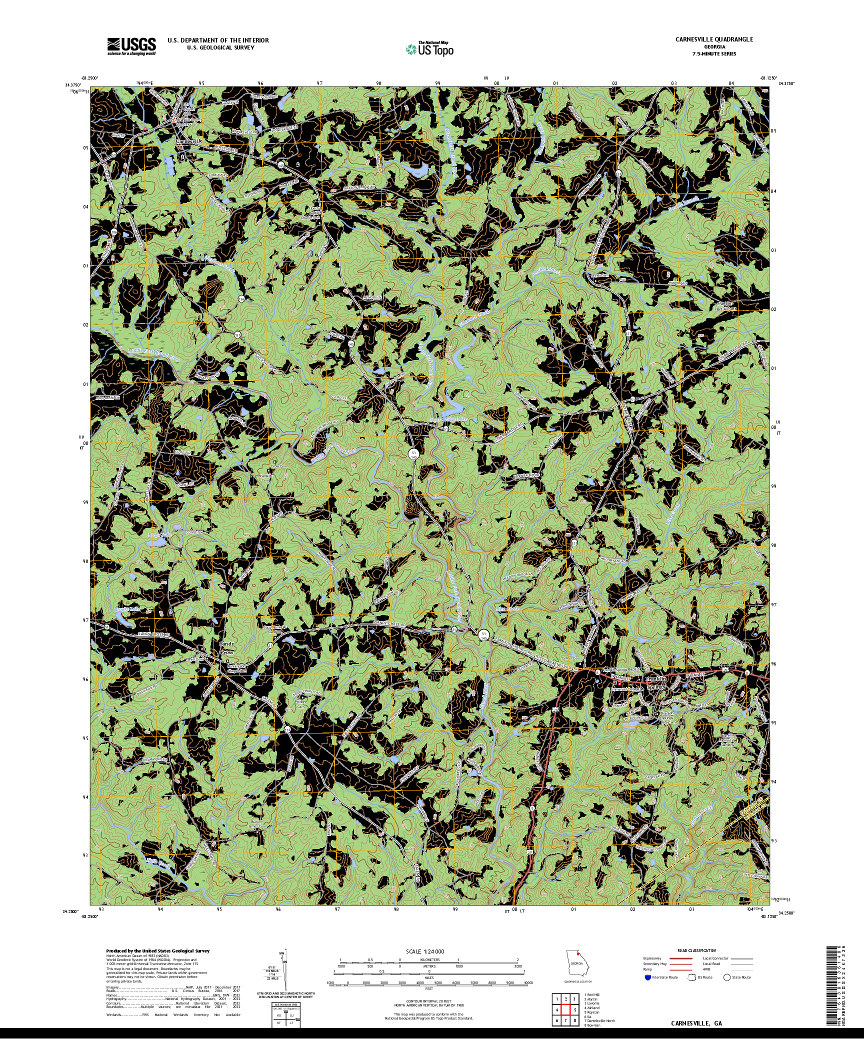 US TOPO 7.5-MINUTE MAP FOR CARNESVILLE, GA