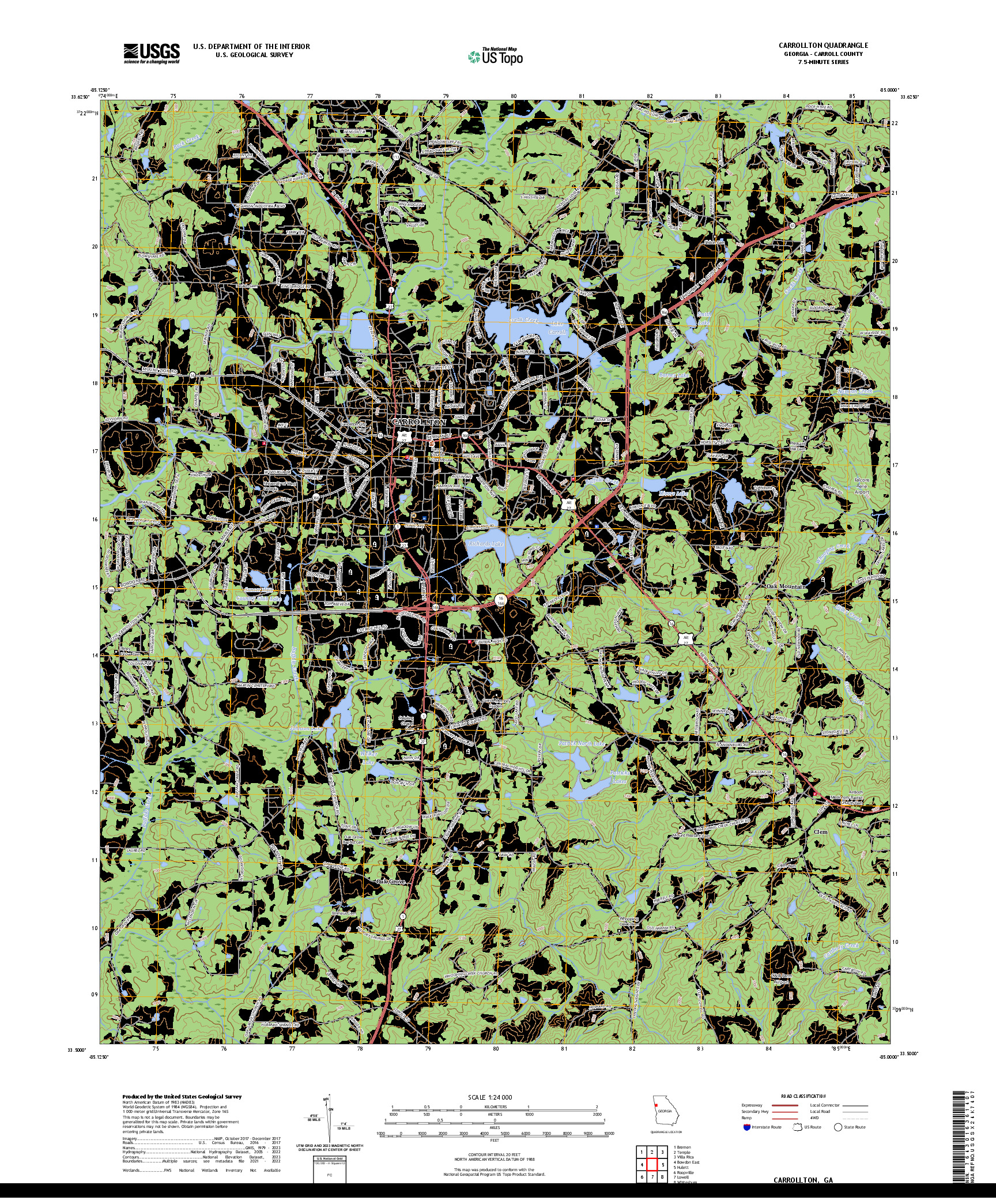 US TOPO 7.5-MINUTE MAP FOR CARROLLTON, GA