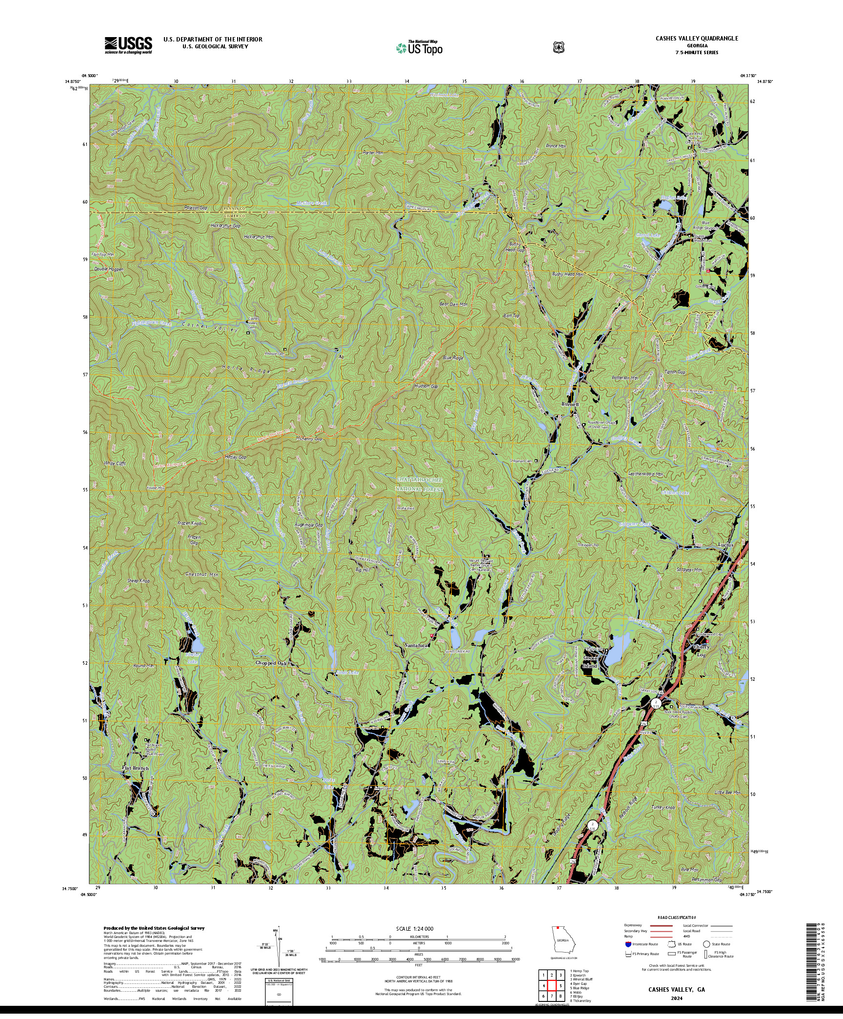 US TOPO 7.5-MINUTE MAP FOR CASHES VALLEY, GA