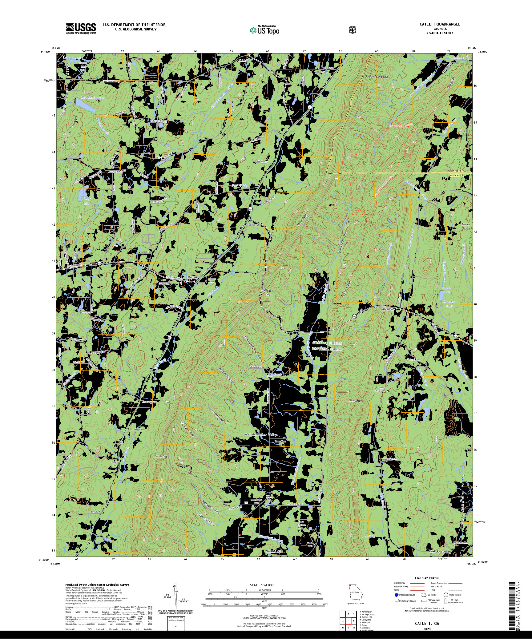 US TOPO 7.5-MINUTE MAP FOR CATLETT, GA
