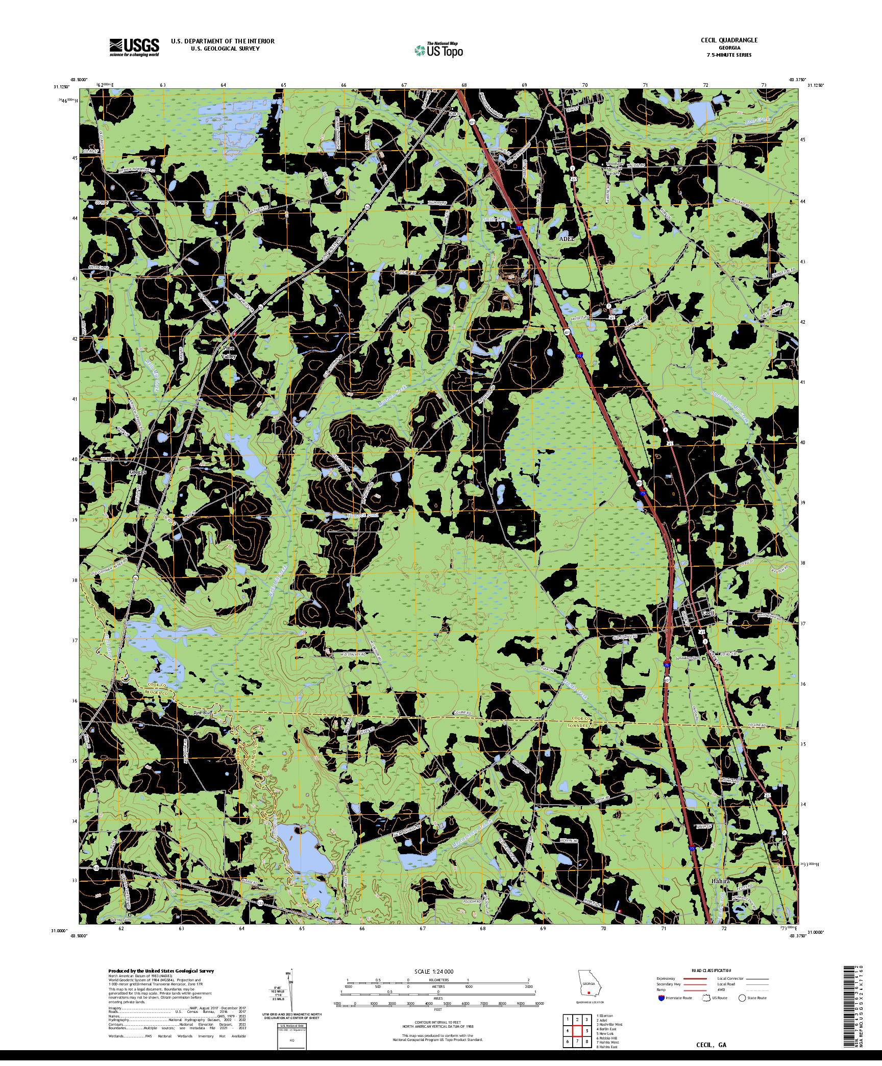 US TOPO 7.5-MINUTE MAP FOR CECIL, GA