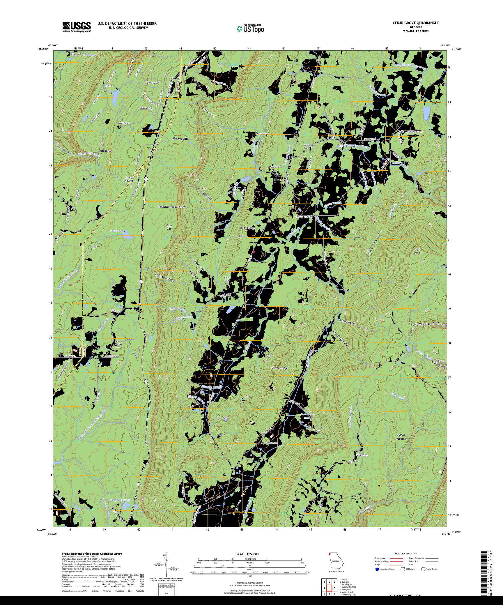 US TOPO 7.5-MINUTE MAP FOR CEDAR GROVE, GA
