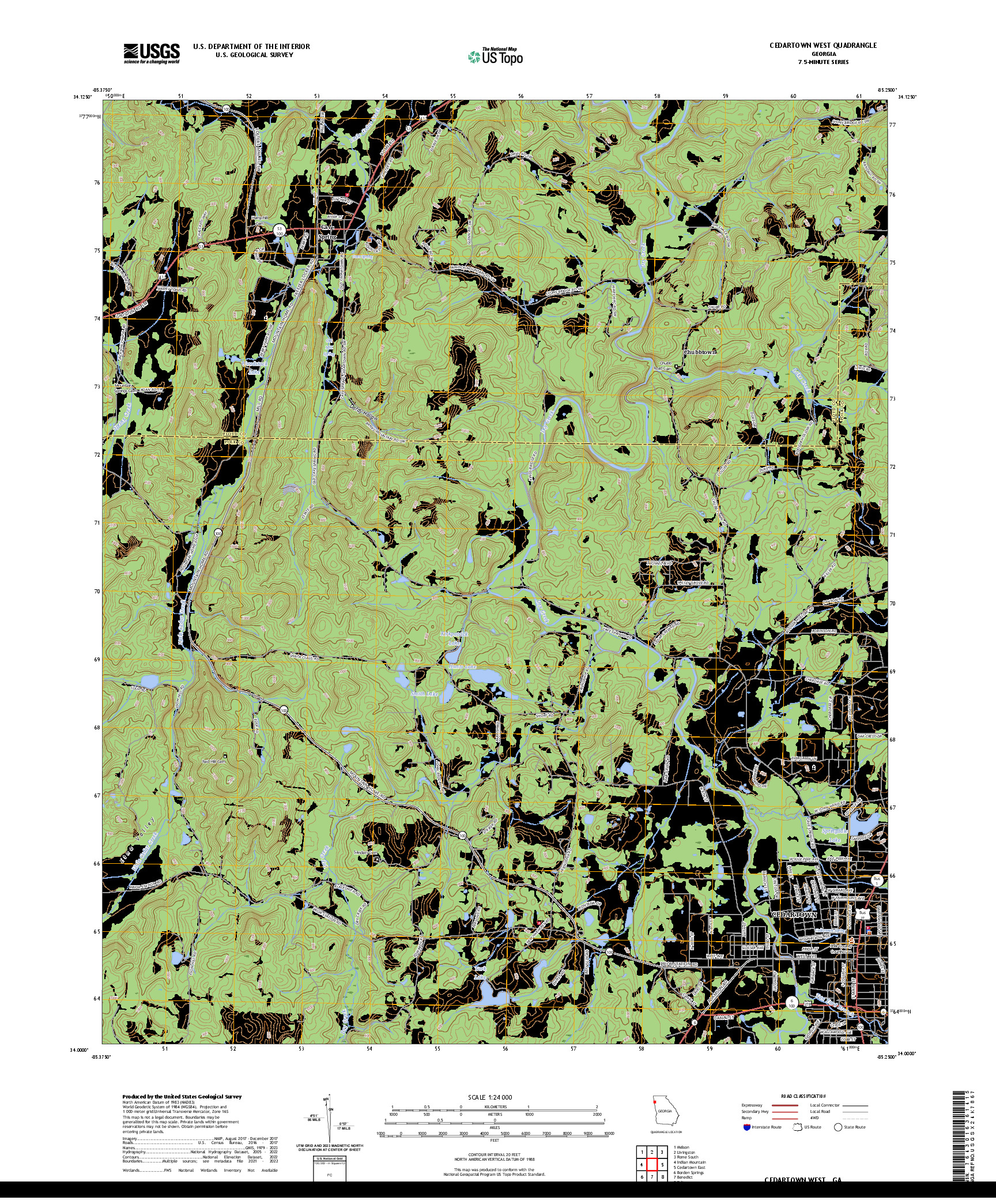 US TOPO 7.5-MINUTE MAP FOR CEDARTOWN WEST, GA