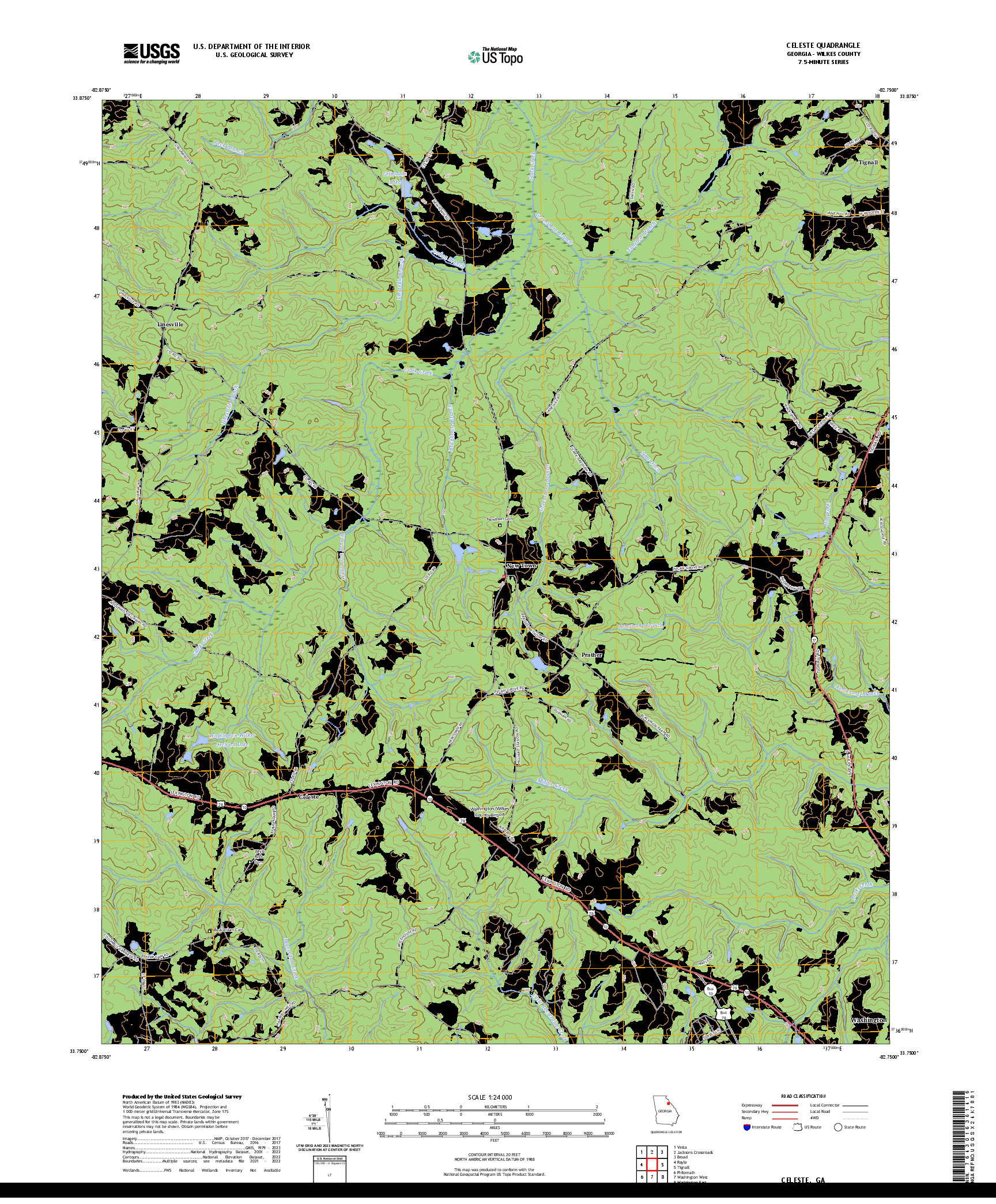 US TOPO 7.5-MINUTE MAP FOR CELESTE, GA