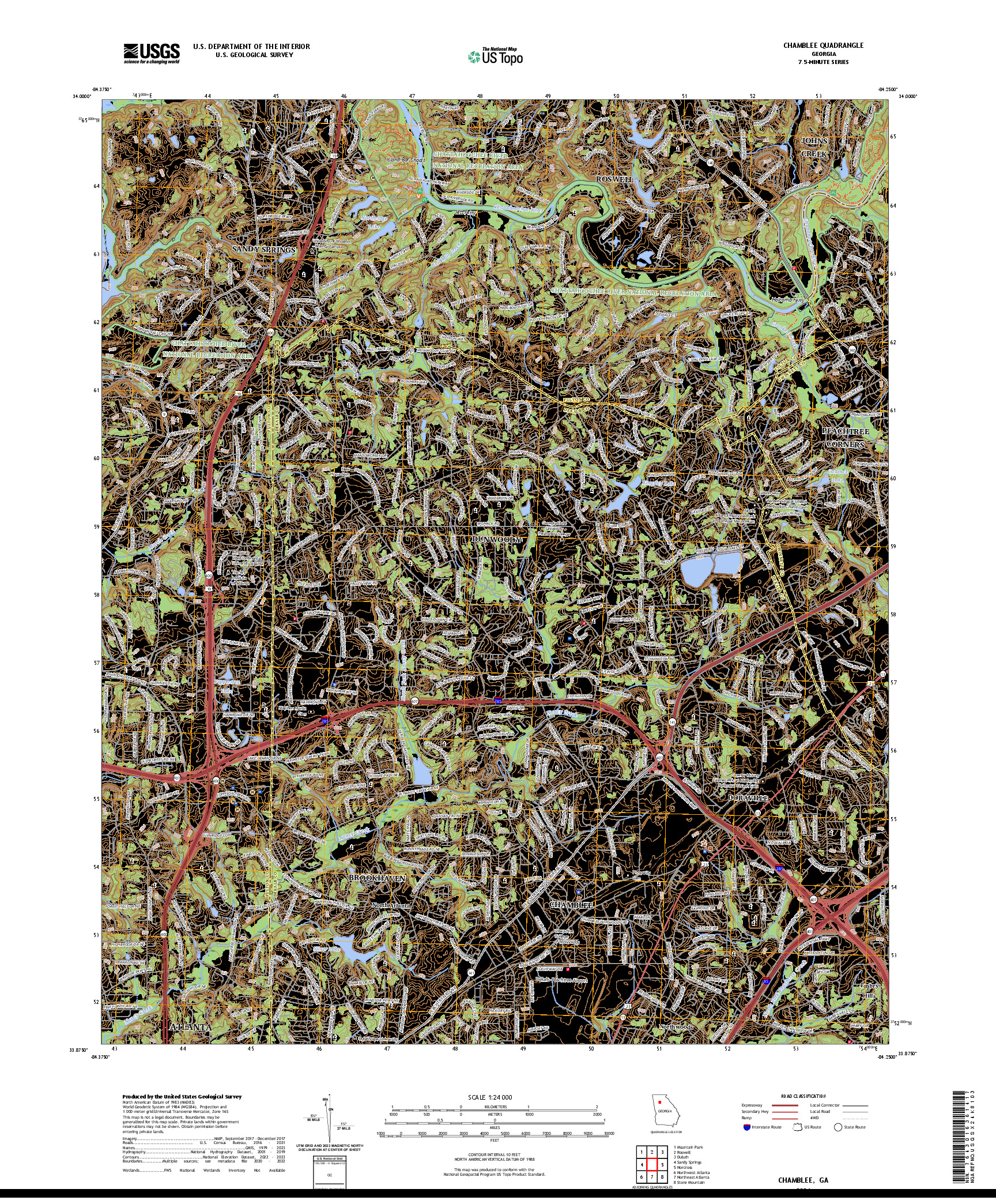 US TOPO 7.5-MINUTE MAP FOR CHAMBLEE, GA
