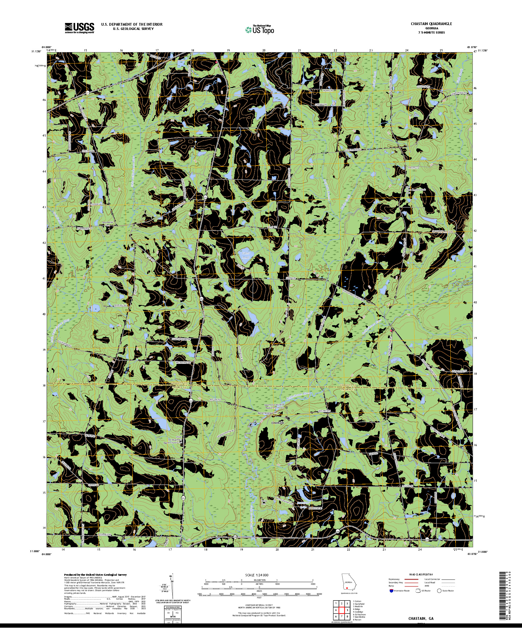 US TOPO 7.5-MINUTE MAP FOR CHASTAIN, GA