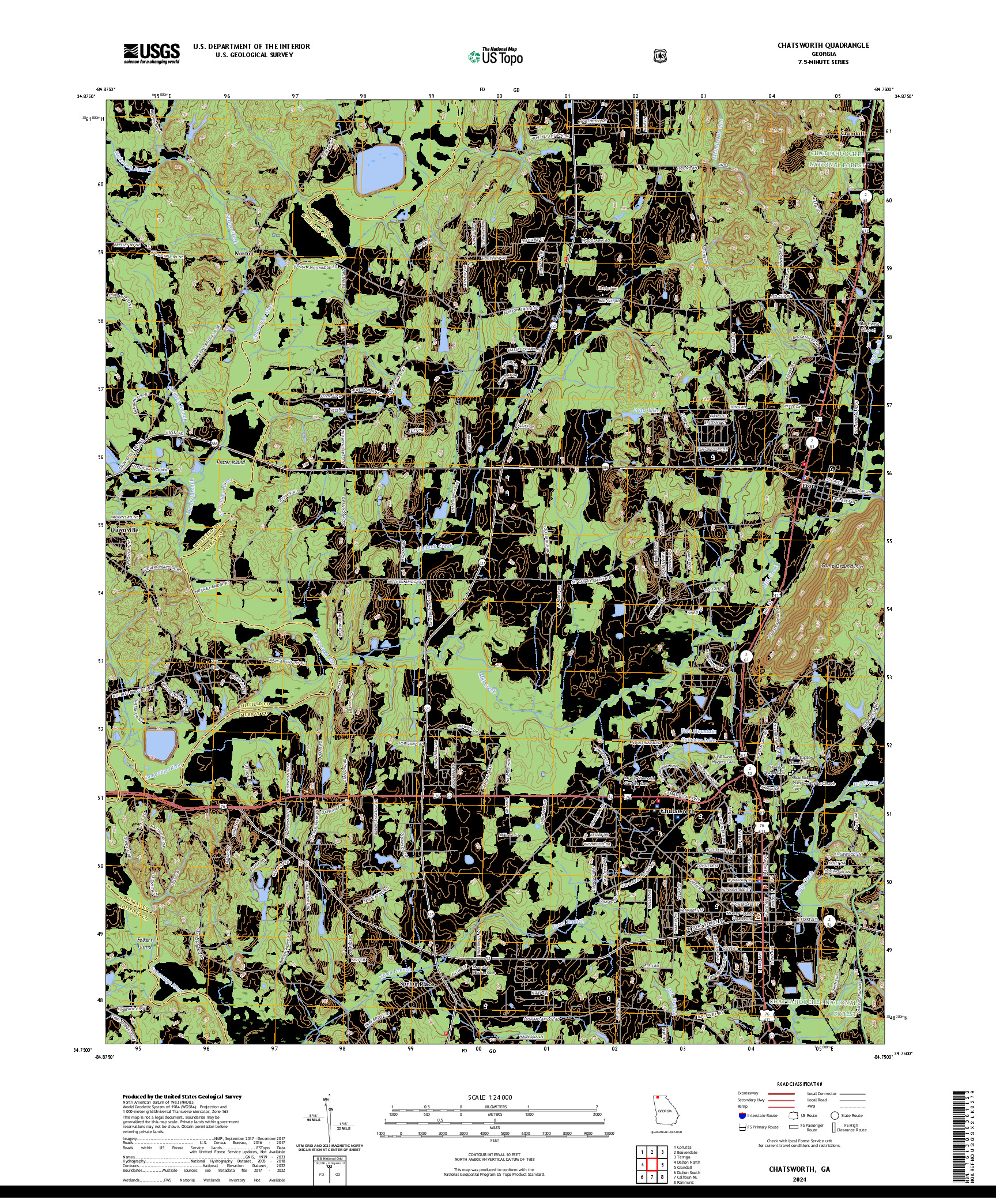 US TOPO 7.5-MINUTE MAP FOR CHATSWORTH, GA