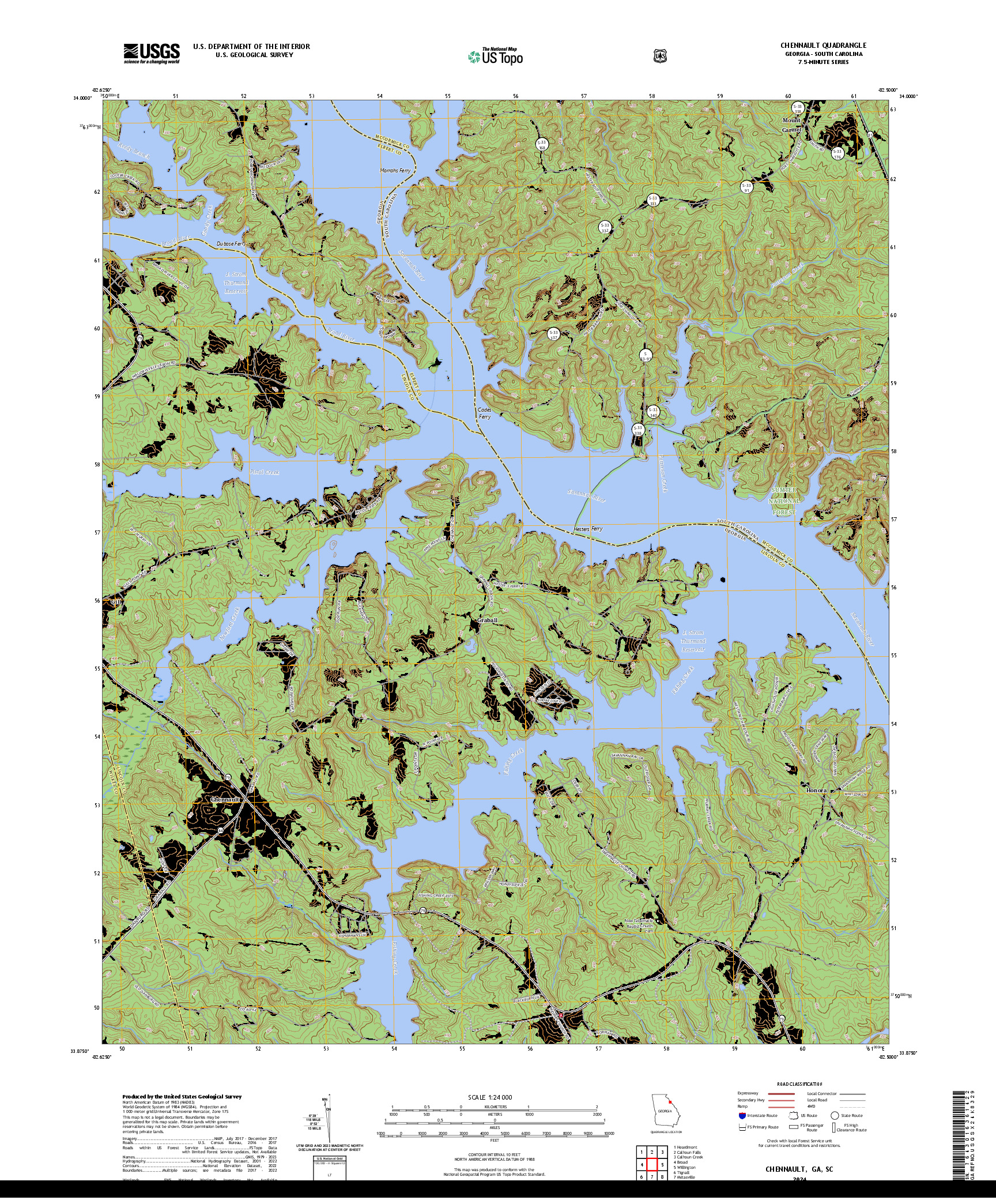 US TOPO 7.5-MINUTE MAP FOR CHENNAULT, GA,SC