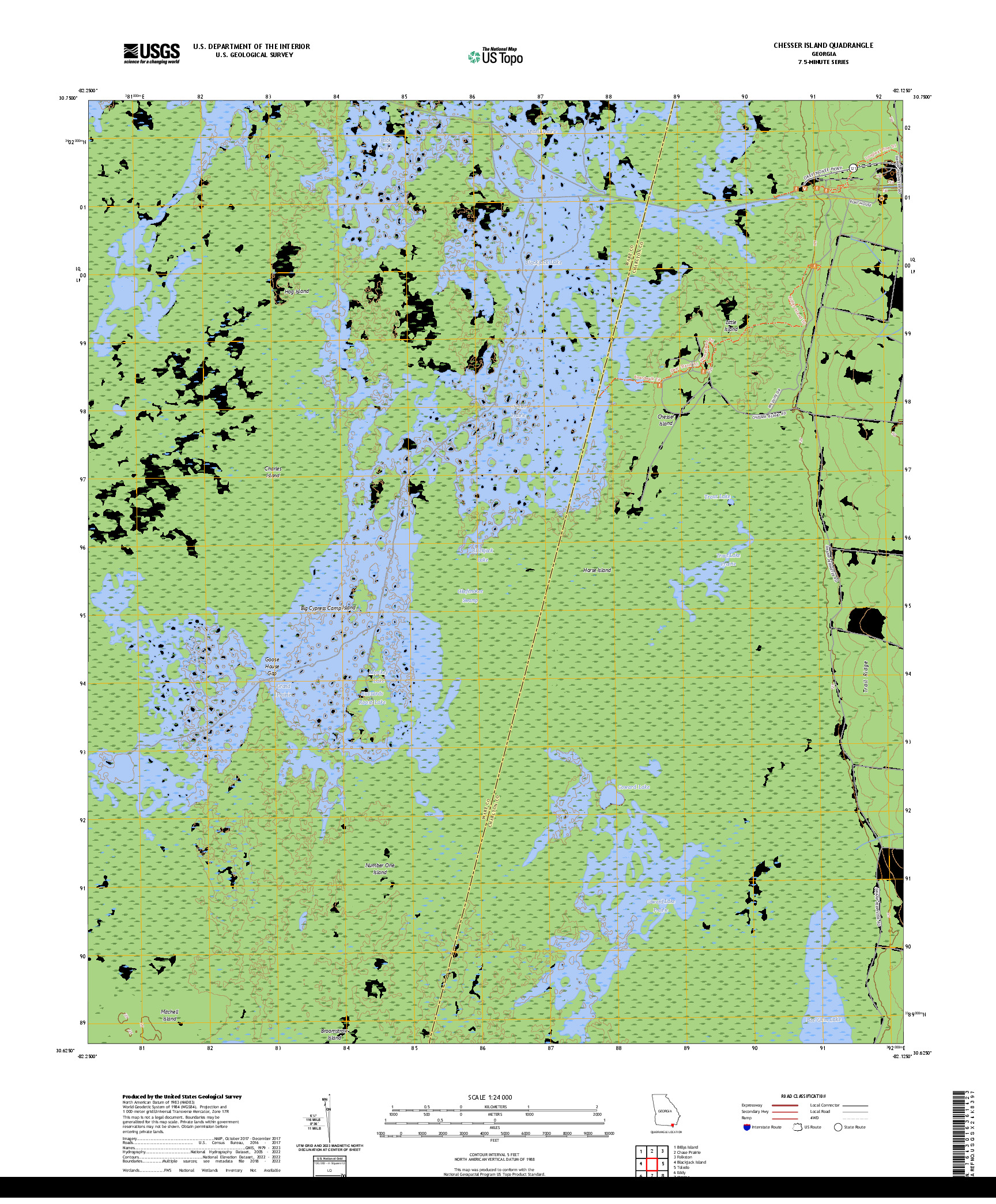 US TOPO 7.5-MINUTE MAP FOR CHESSER ISLAND, GA