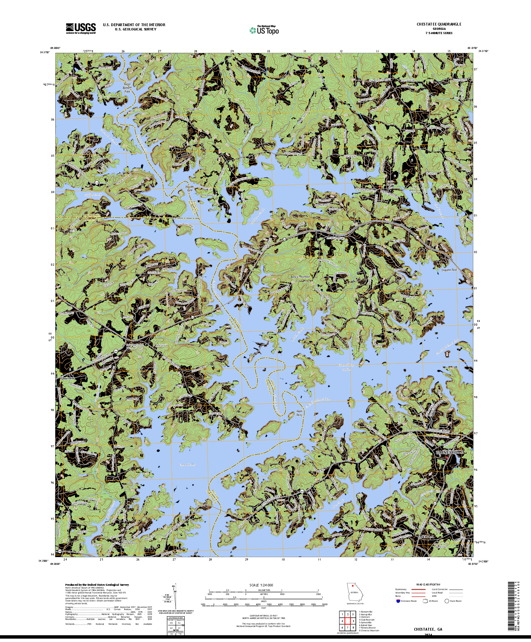 US TOPO 7.5-MINUTE MAP FOR CHESTATEE, GA