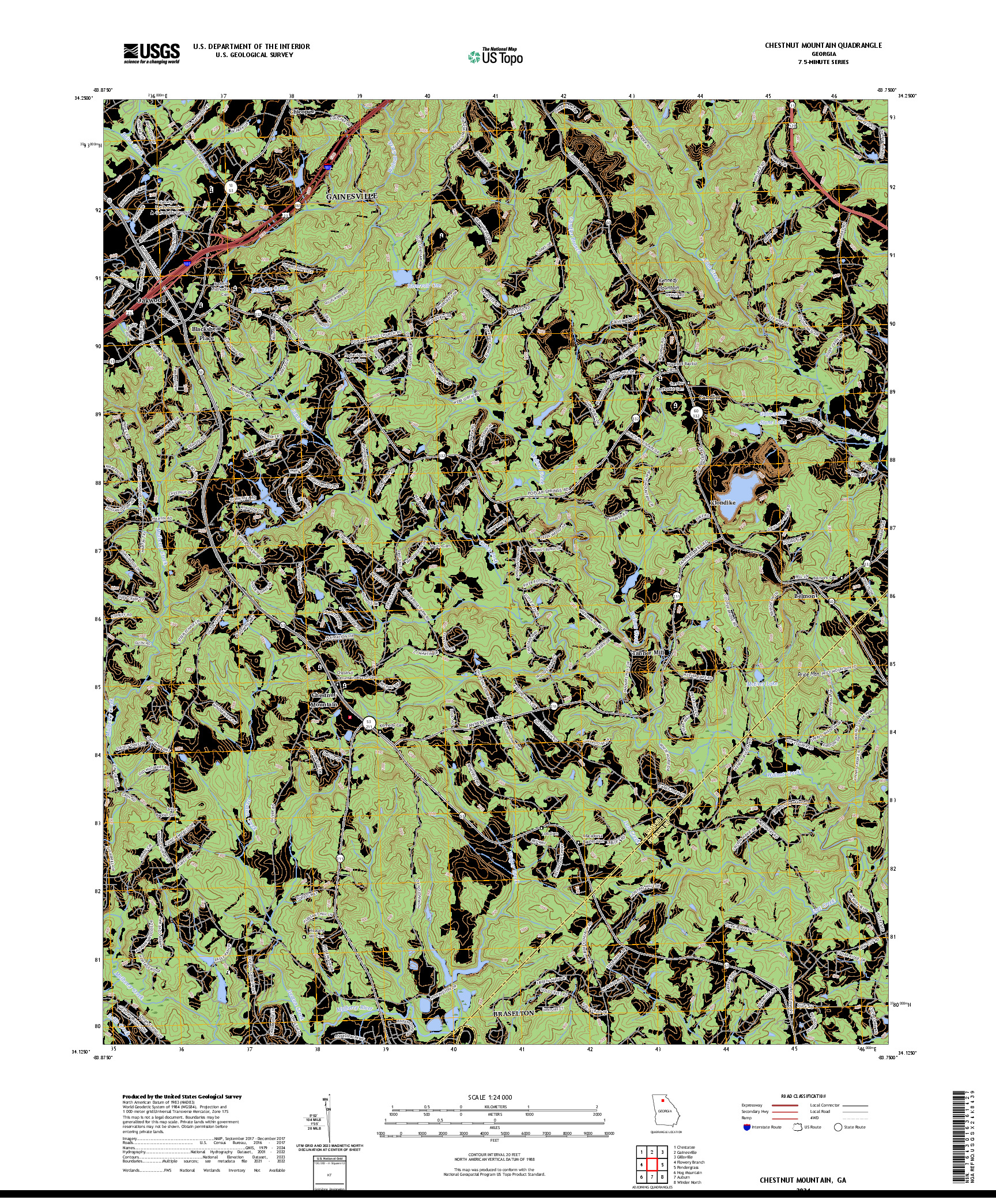 US TOPO 7.5-MINUTE MAP FOR CHESTNUT MOUNTAIN, GA