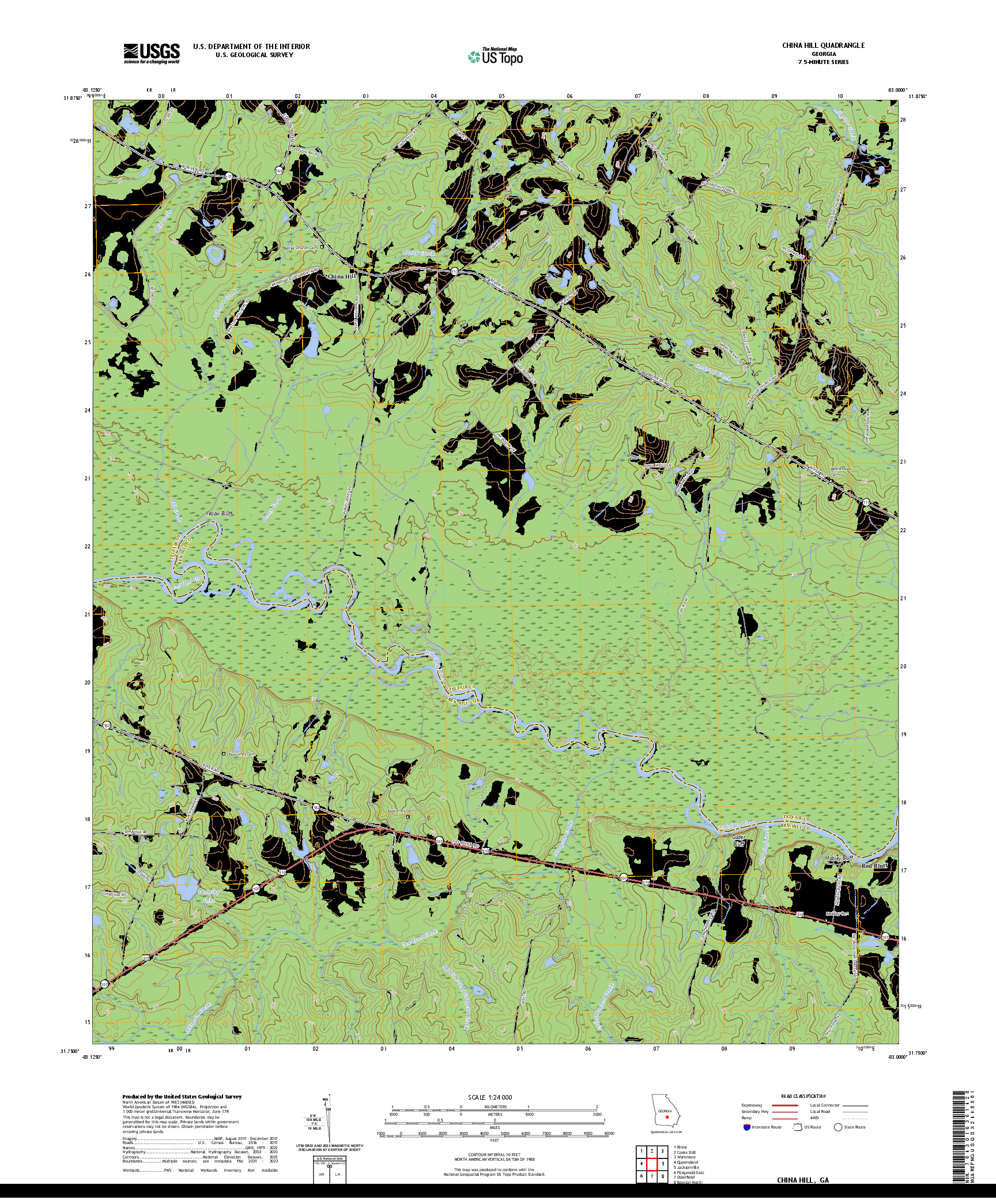 US TOPO 7.5-MINUTE MAP FOR CHINA HILL, GA