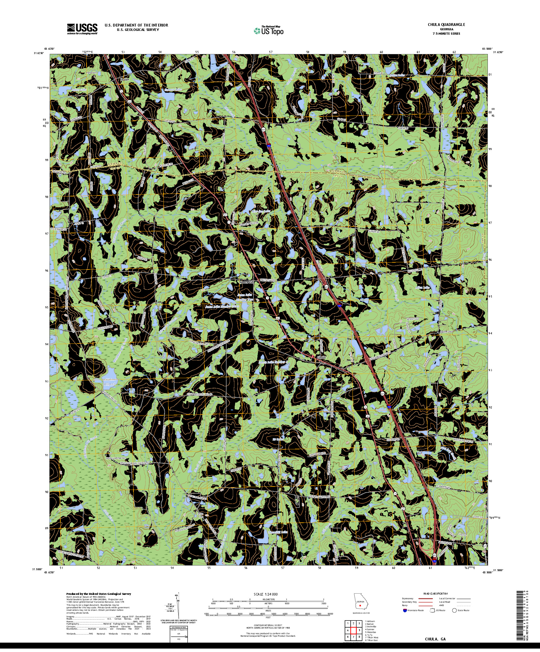 US TOPO 7.5-MINUTE MAP FOR CHULA, GA