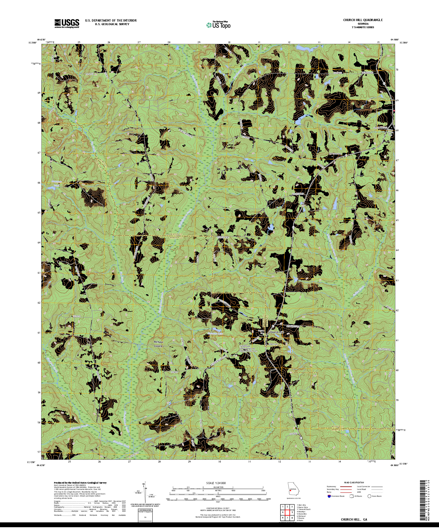 US TOPO 7.5-MINUTE MAP FOR CHURCH HILL, GA