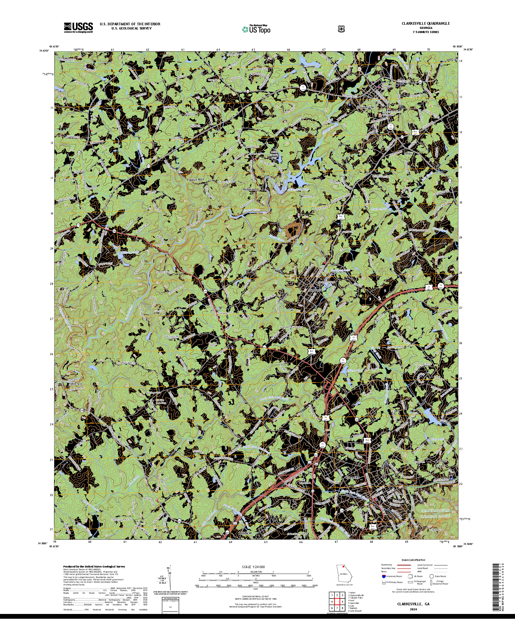 US TOPO 7.5-MINUTE MAP FOR CLARKESVILLE, GA