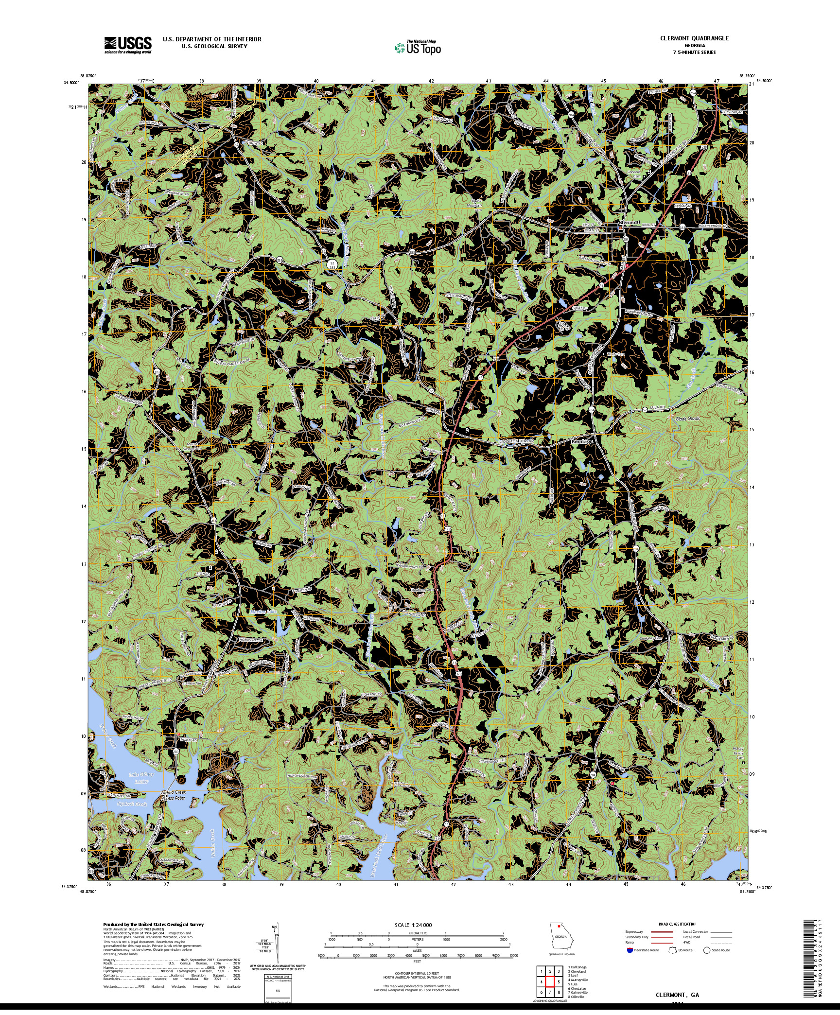 US TOPO 7.5-MINUTE MAP FOR CLERMONT, GA