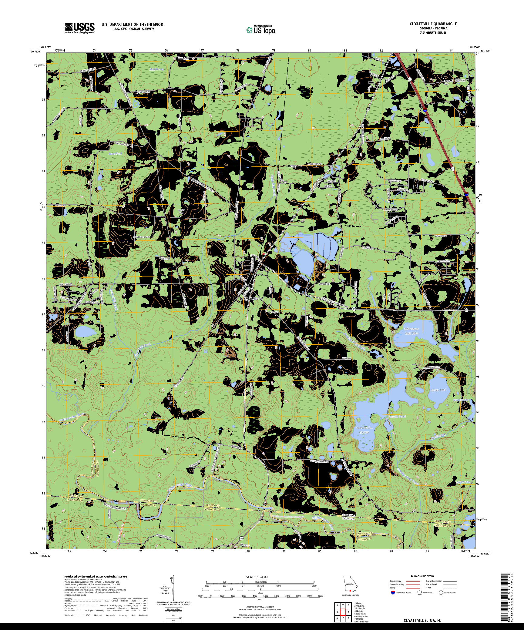 US TOPO 7.5-MINUTE MAP FOR CLYATTVILLE, GA,FL