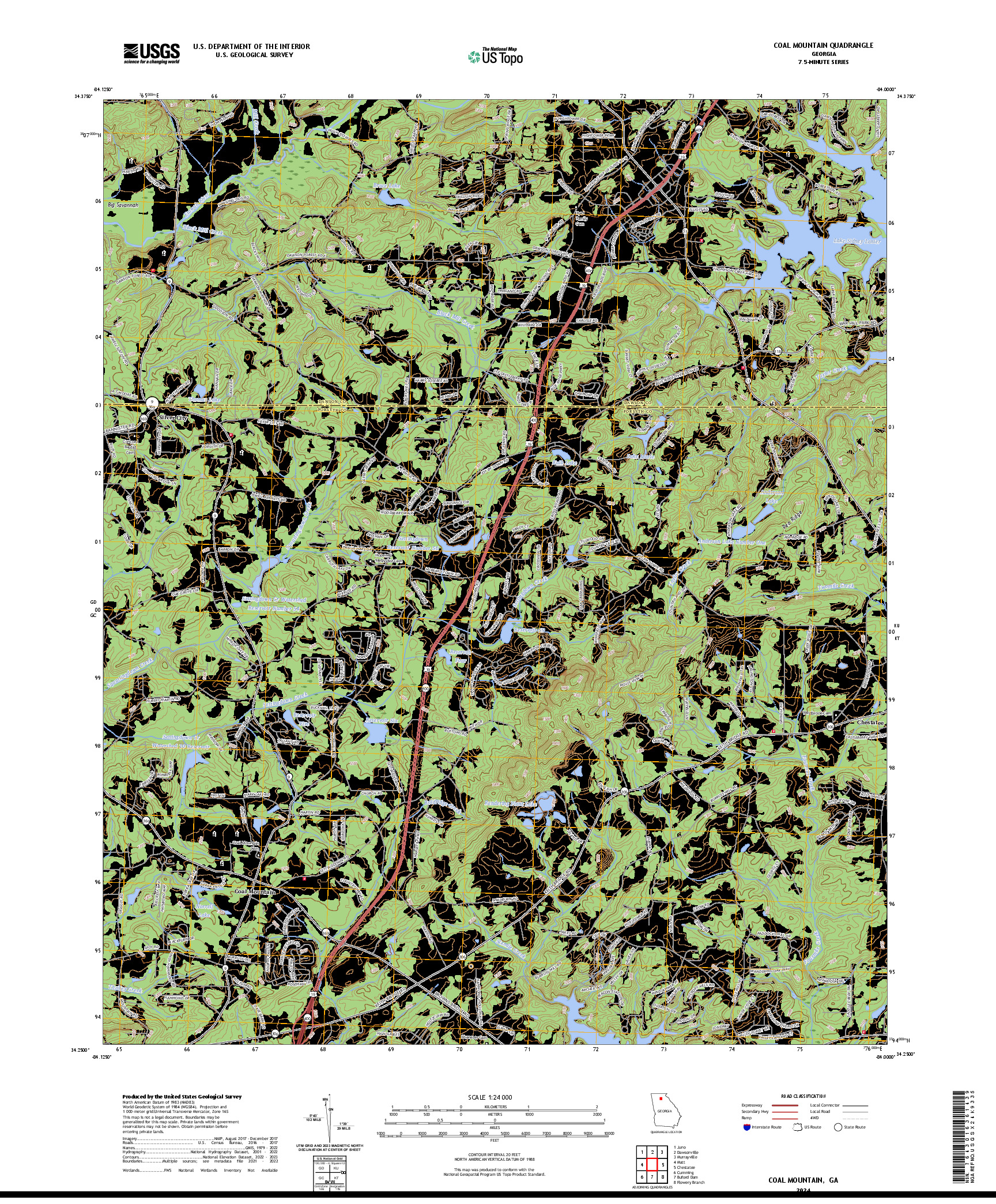 US TOPO 7.5-MINUTE MAP FOR COAL MOUNTAIN, GA