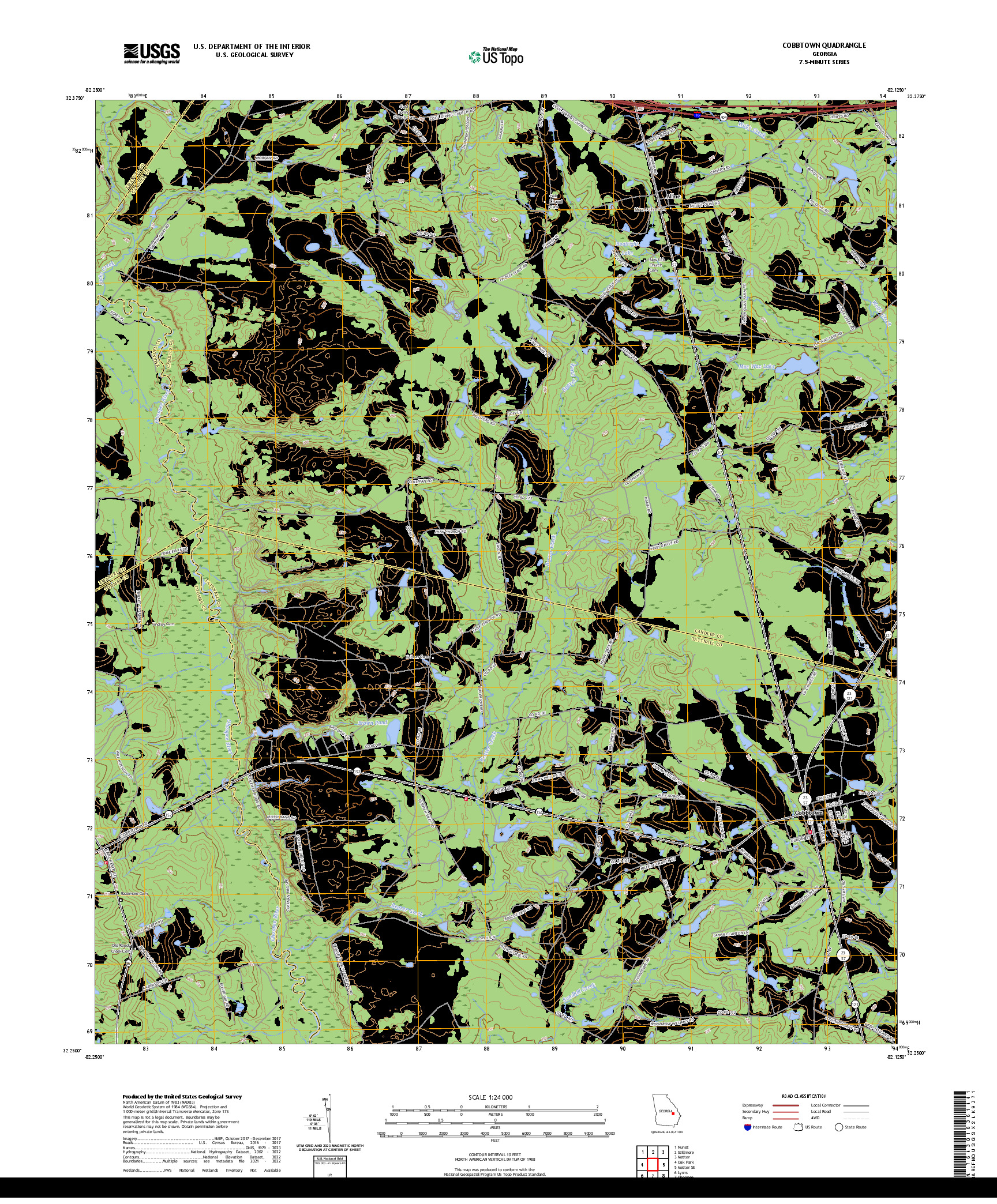 US TOPO 7.5-MINUTE MAP FOR COBBTOWN, GA