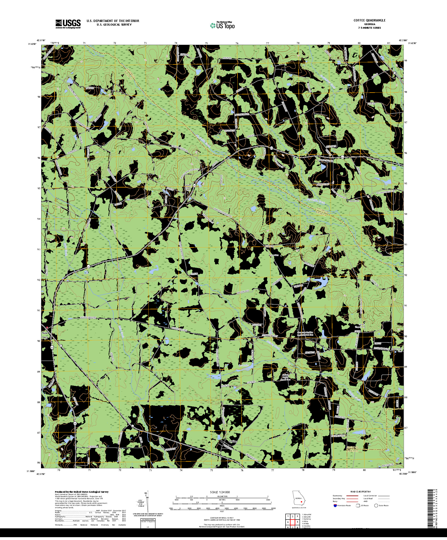 US TOPO 7.5-MINUTE MAP FOR COFFEE, GA
