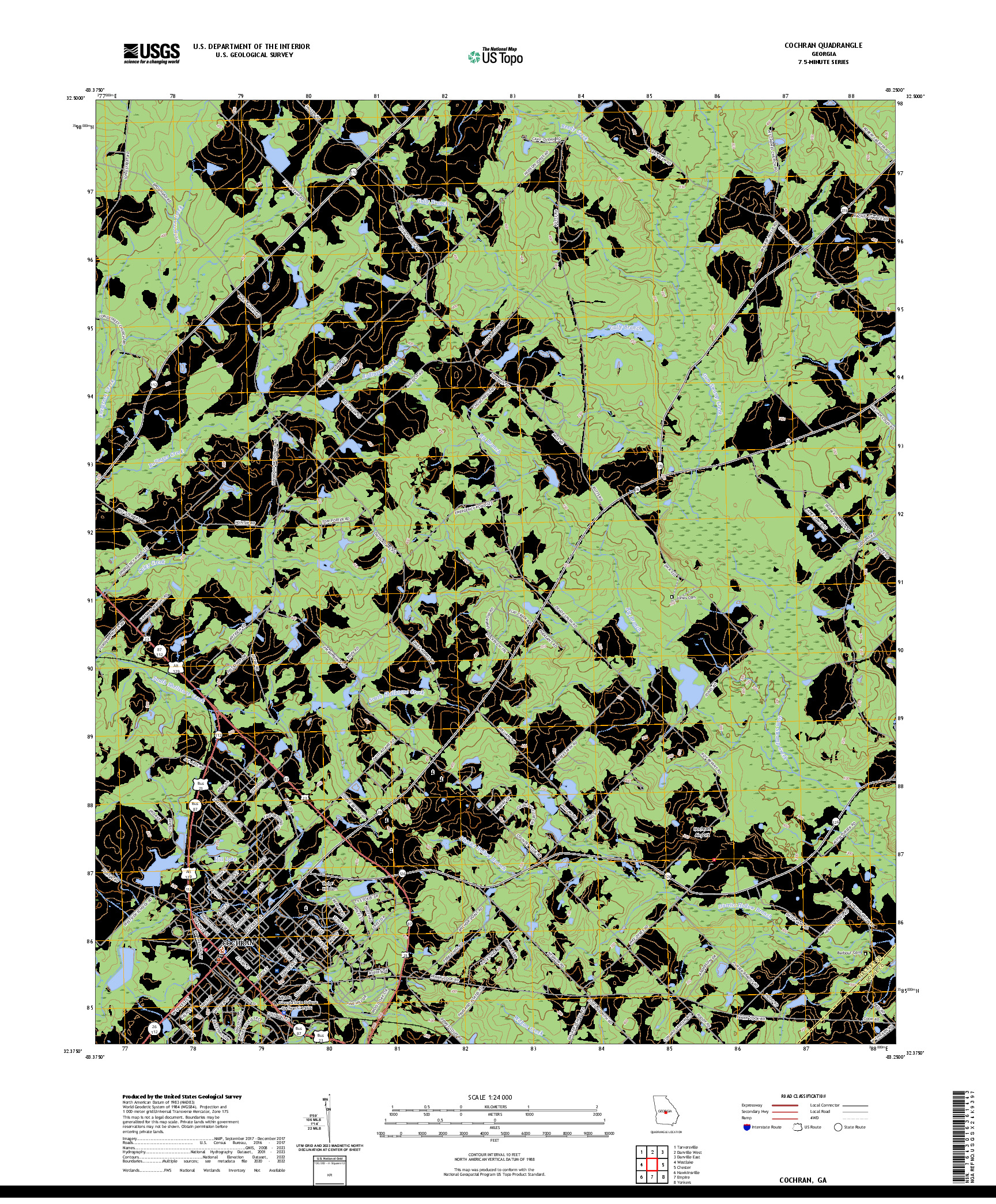 US TOPO 7.5-MINUTE MAP FOR COCHRAN, GA