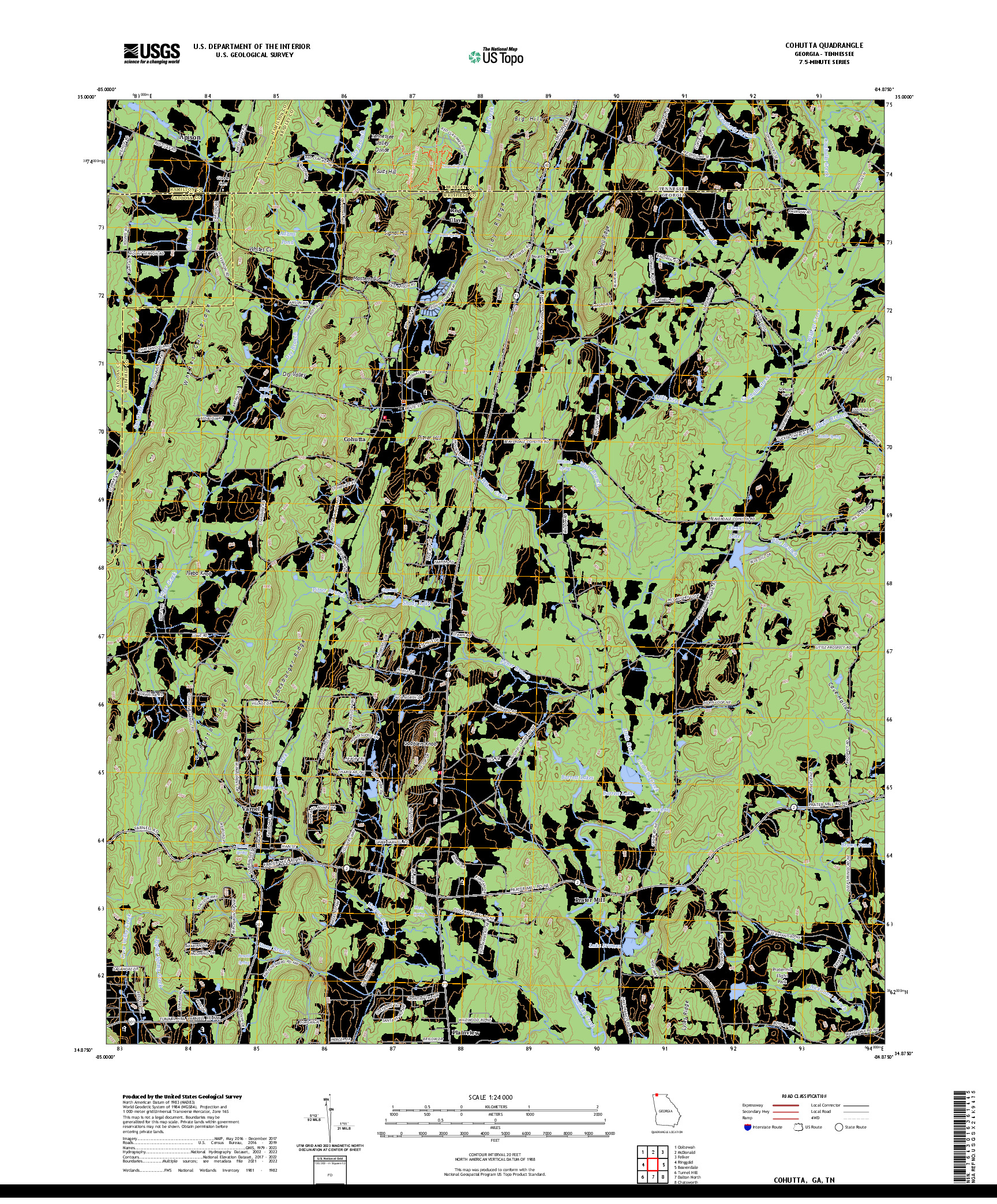 US TOPO 7.5-MINUTE MAP FOR COHUTTA, GA,TN