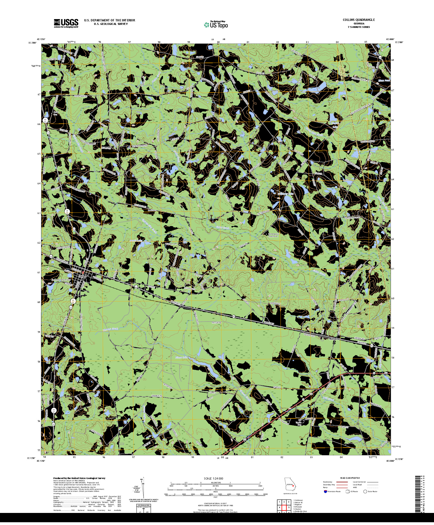 US TOPO 7.5-MINUTE MAP FOR COLLINS, GA
