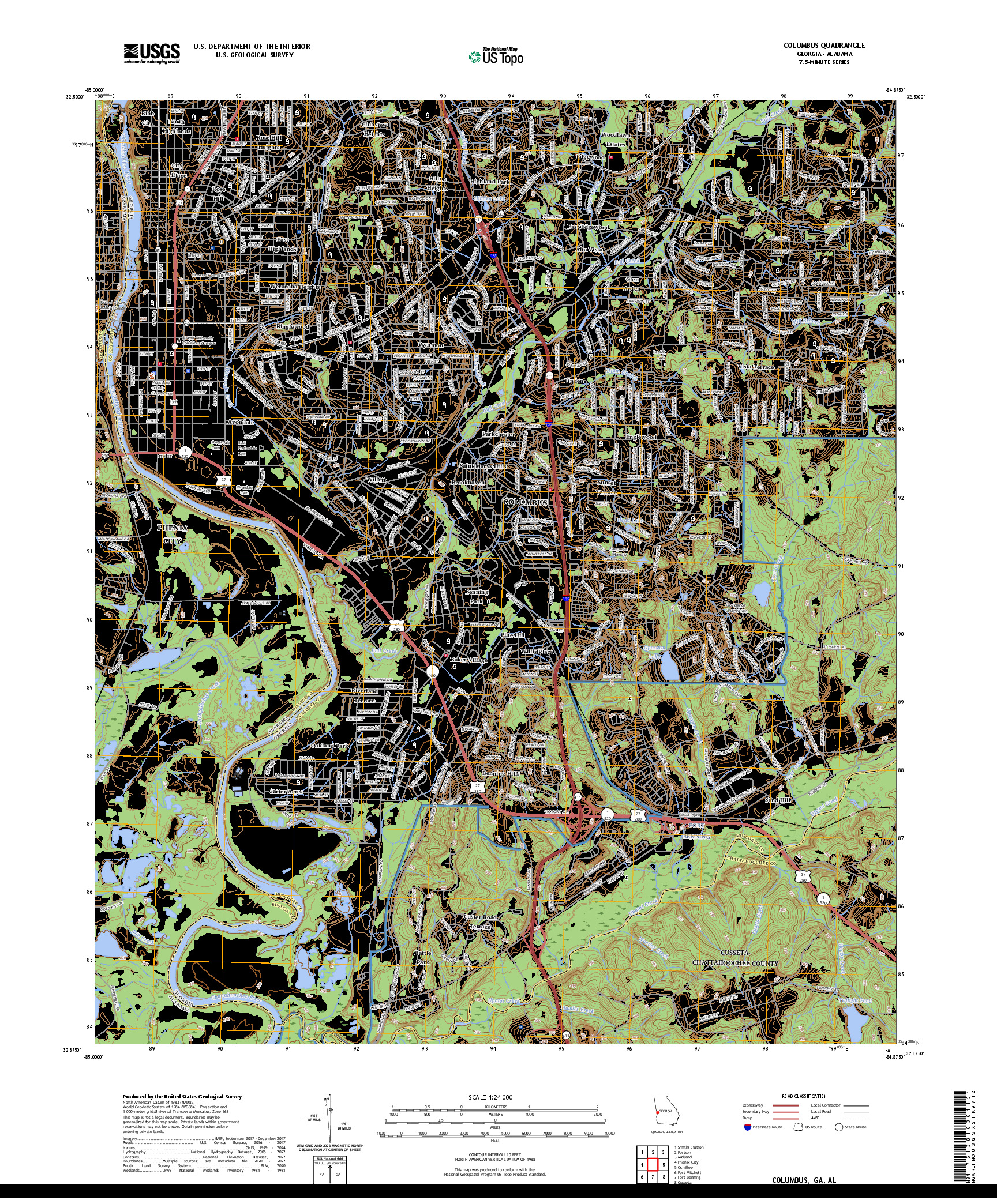 US TOPO 7.5-MINUTE MAP FOR COLUMBUS, GA,AL