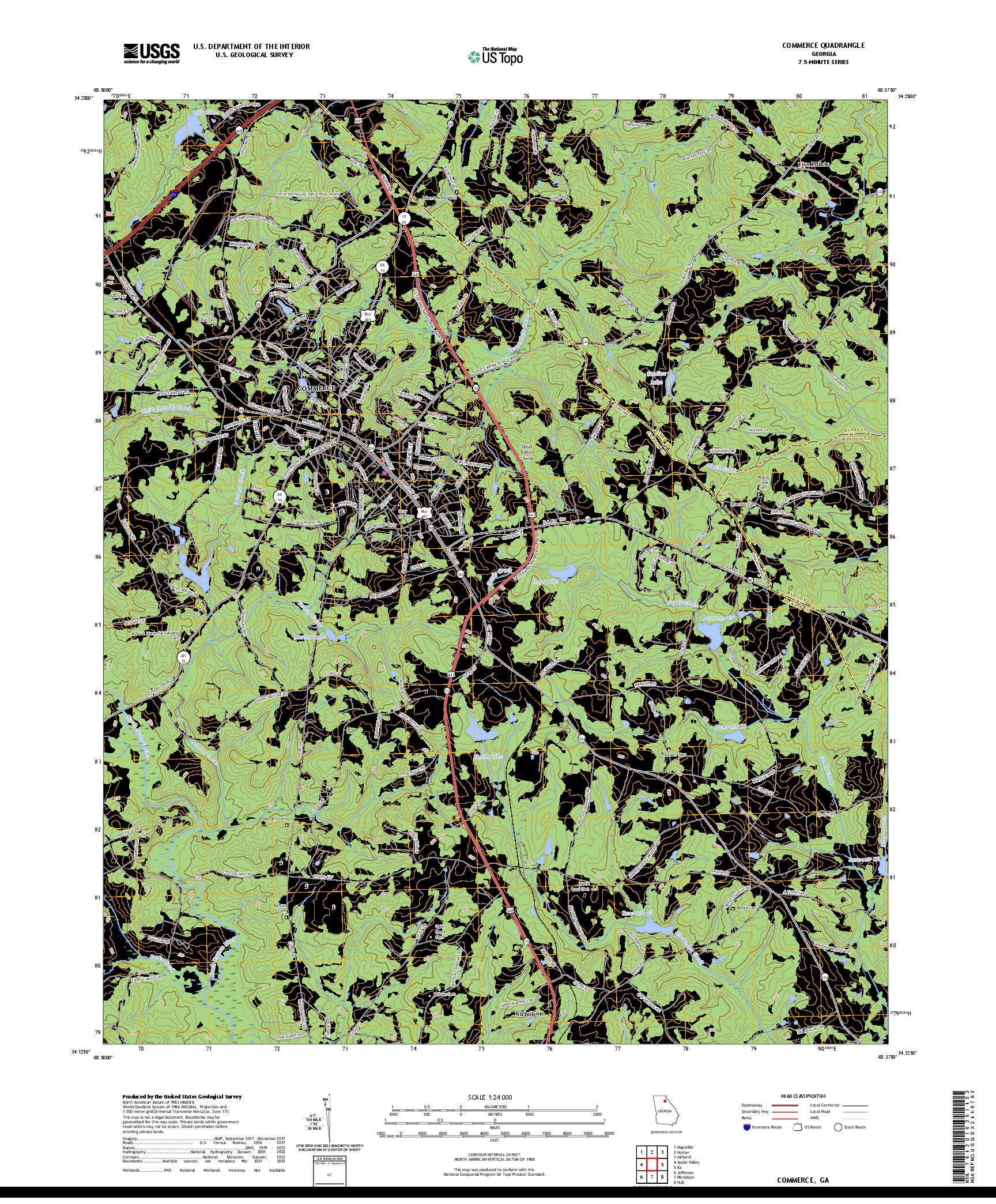US TOPO 7.5-MINUTE MAP FOR COMMERCE, GA